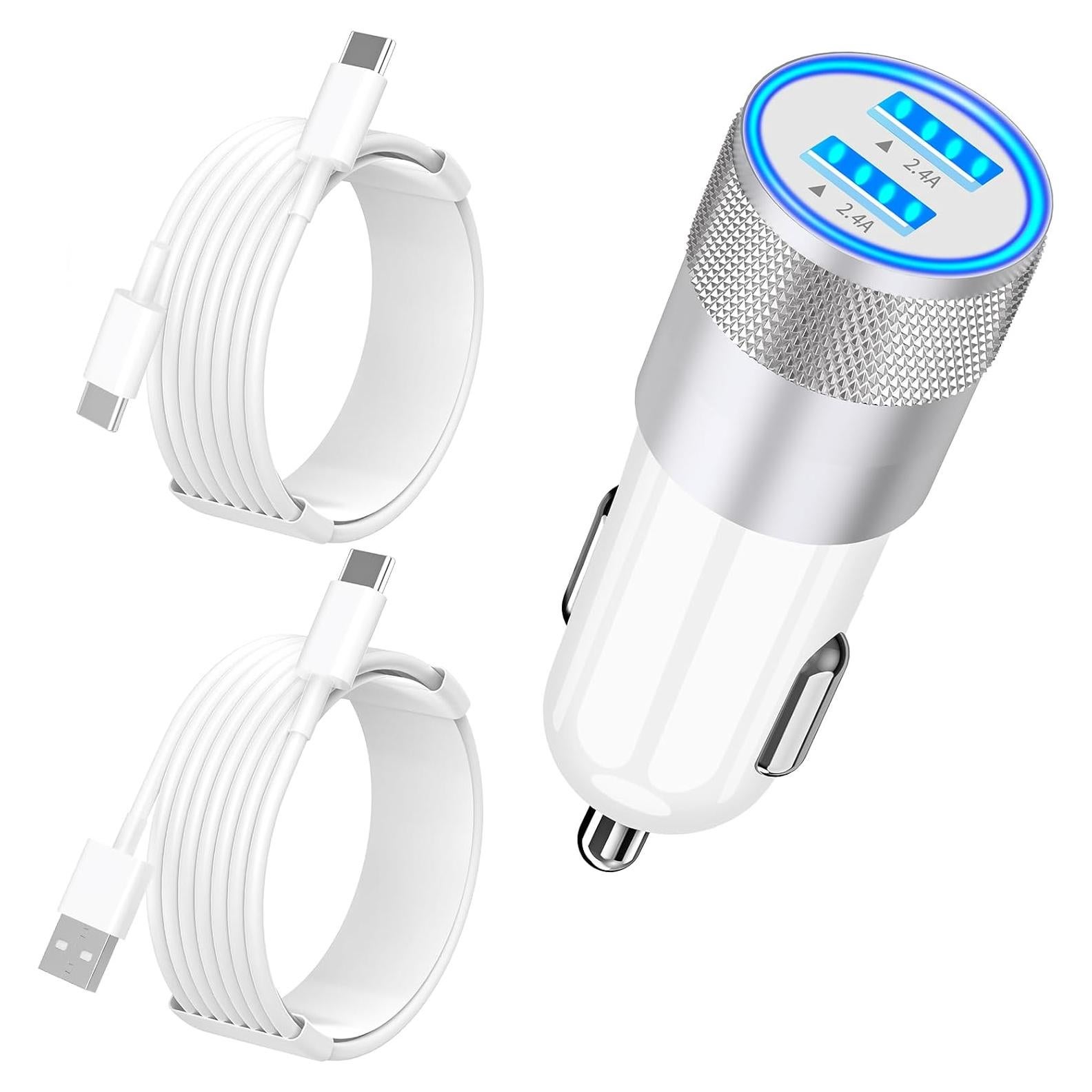 Cargador de coche rápido Braveridge 4.8A + 2 cables USB-C MFi