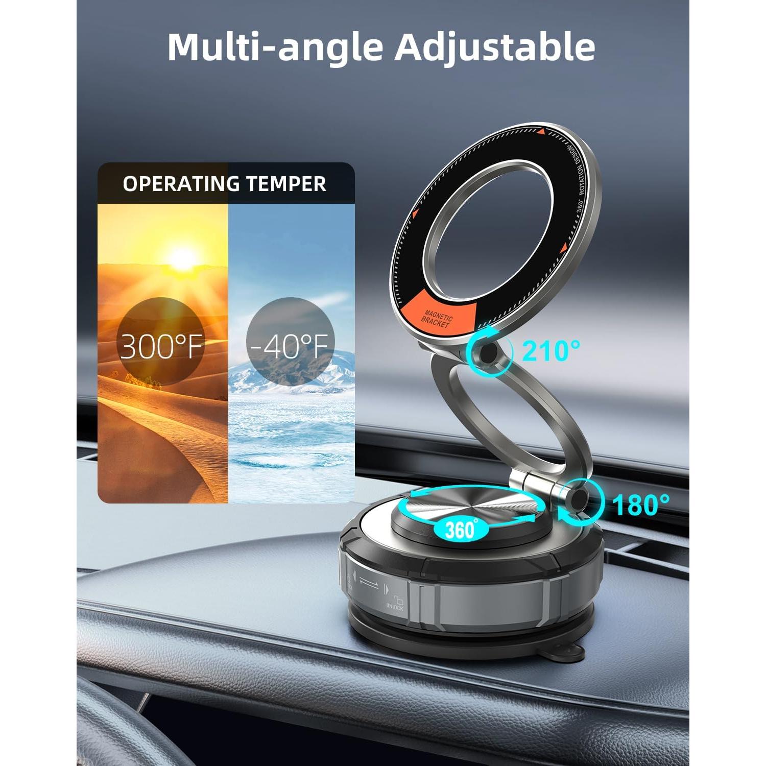 Soporte Magnético de Succión Ajustable 360° para Auto - Succi