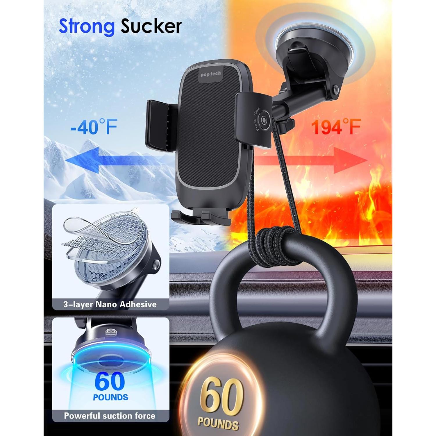 Soporte para Teléfono de Auto Pop-Tech con Ventosa 360°