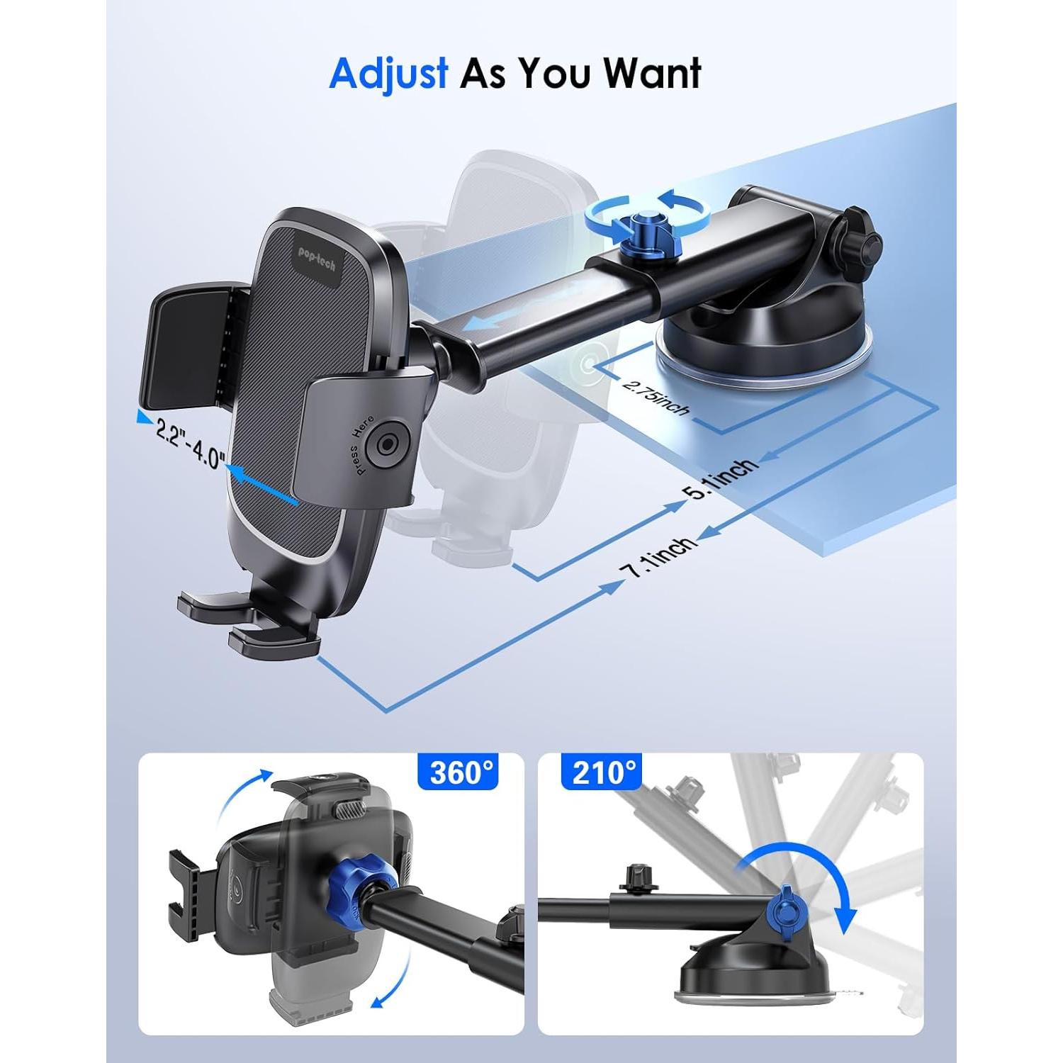 Soporte para Teléfono de Auto Pop-Tech con Ventosa 360°