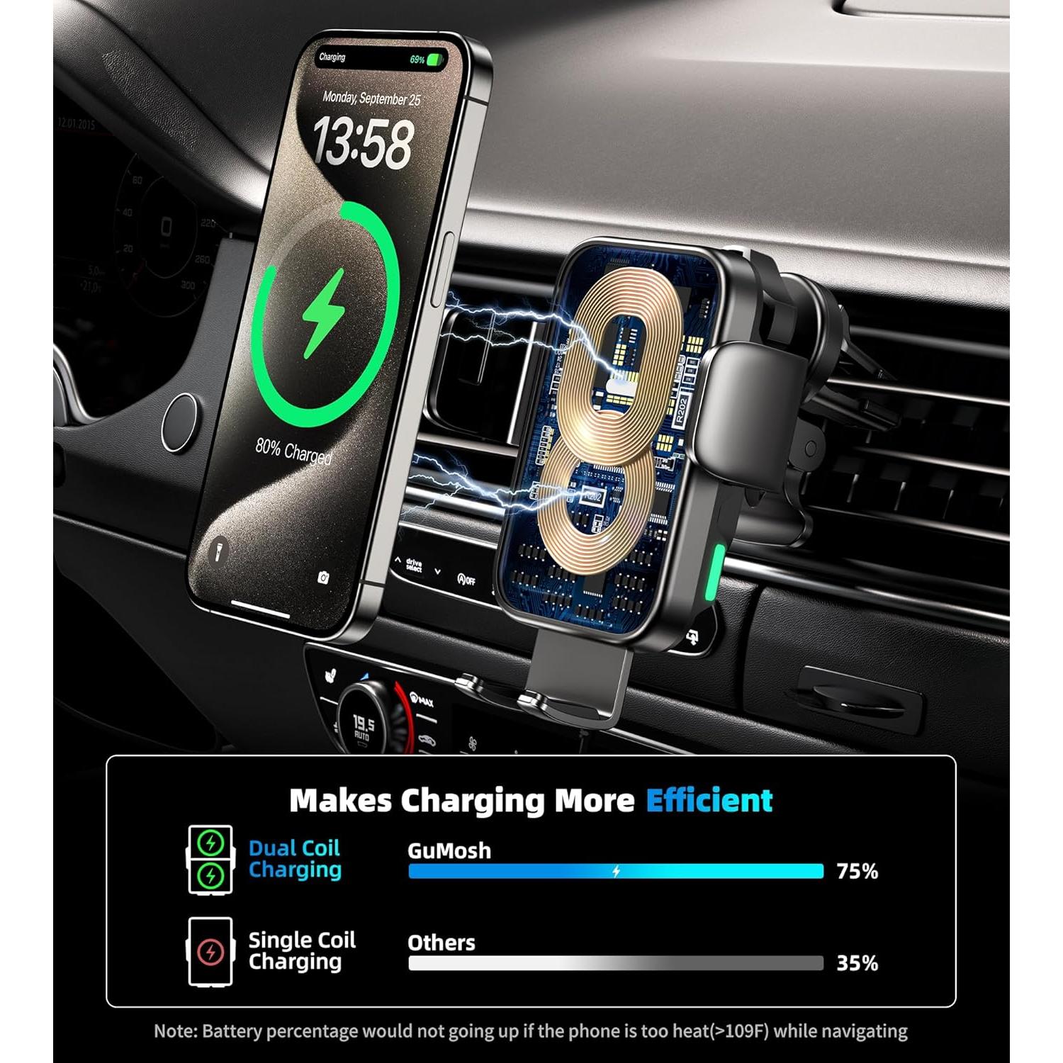 Soporte para teléfono de coche inalámbrico 15W Caibo X6