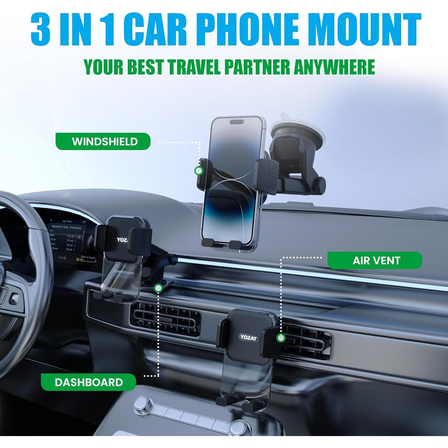 Soporte para Teléfono de Coche YOZAT Universal 360° Negro