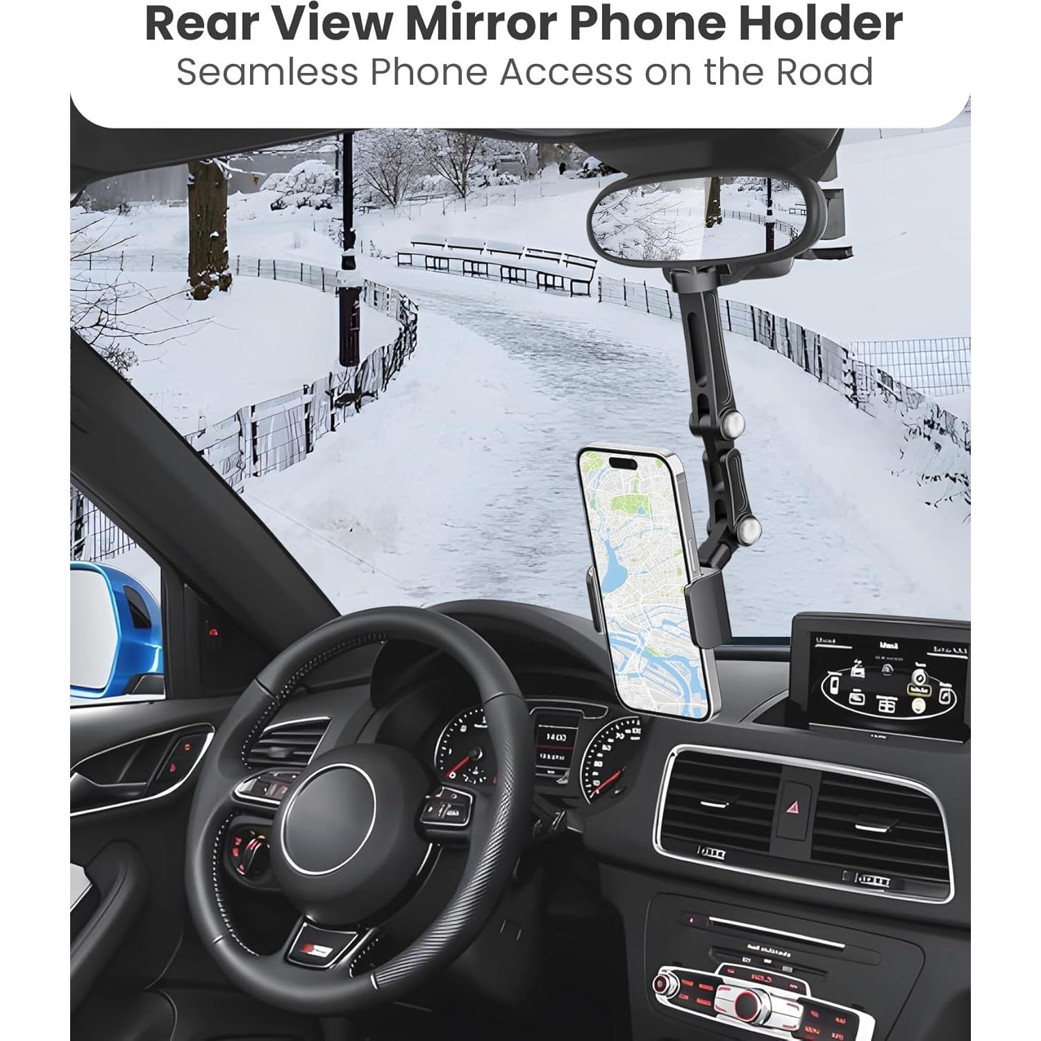 Soporte para Teléfono Karmus para Espejo Retrovisor, Negro