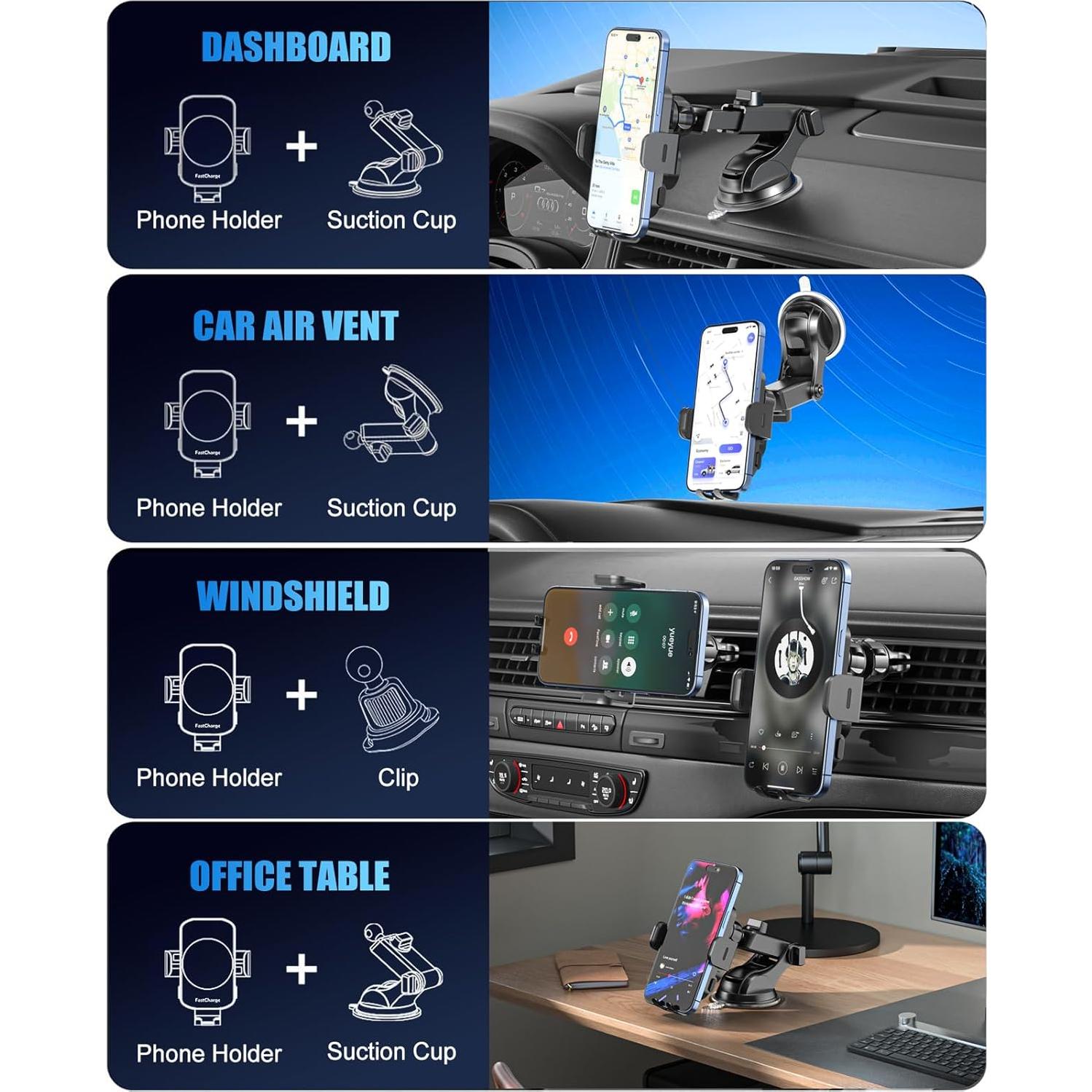 Cargador de Coche Inalámbrico MOYAC 15W Soporte Automático