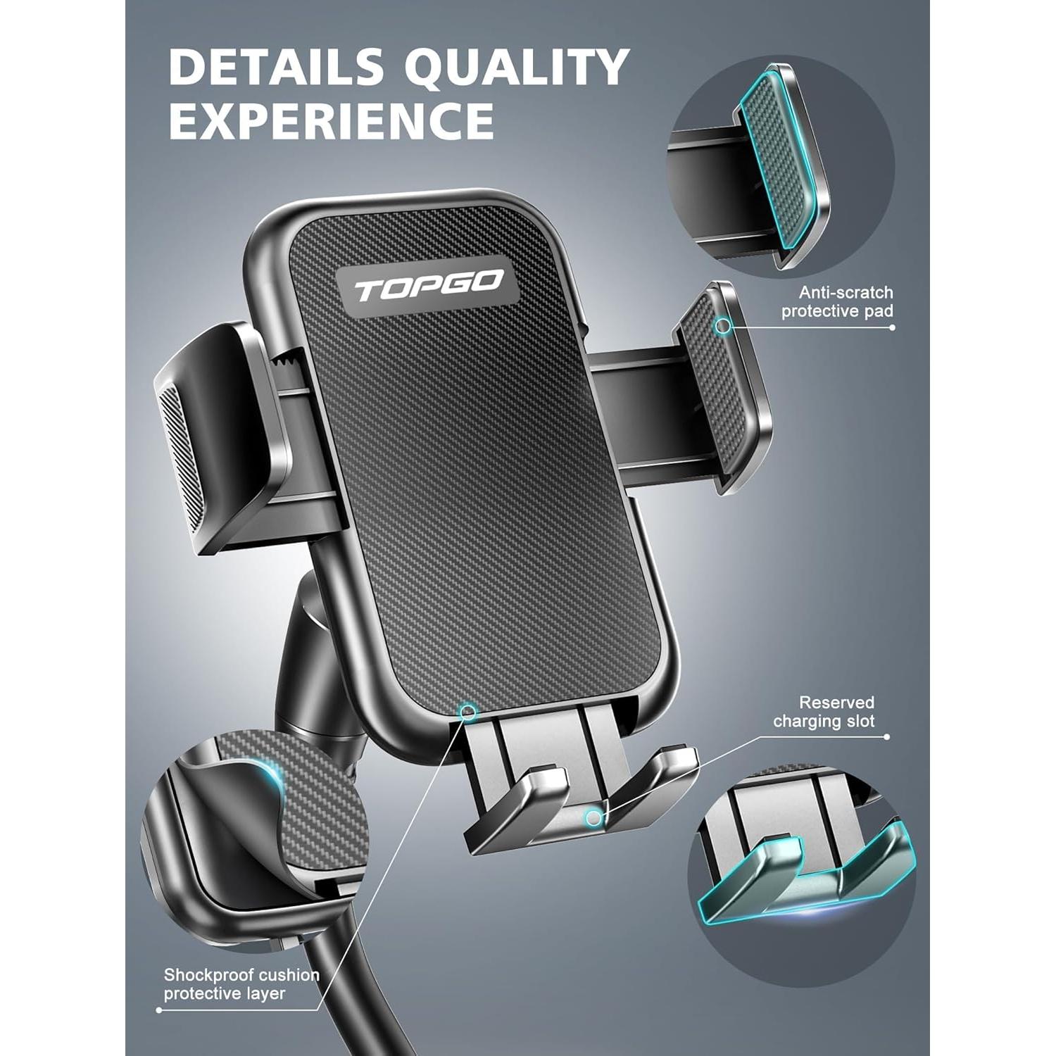 Soporte para Teléfono TOPGO para Coche Ajustable Negro