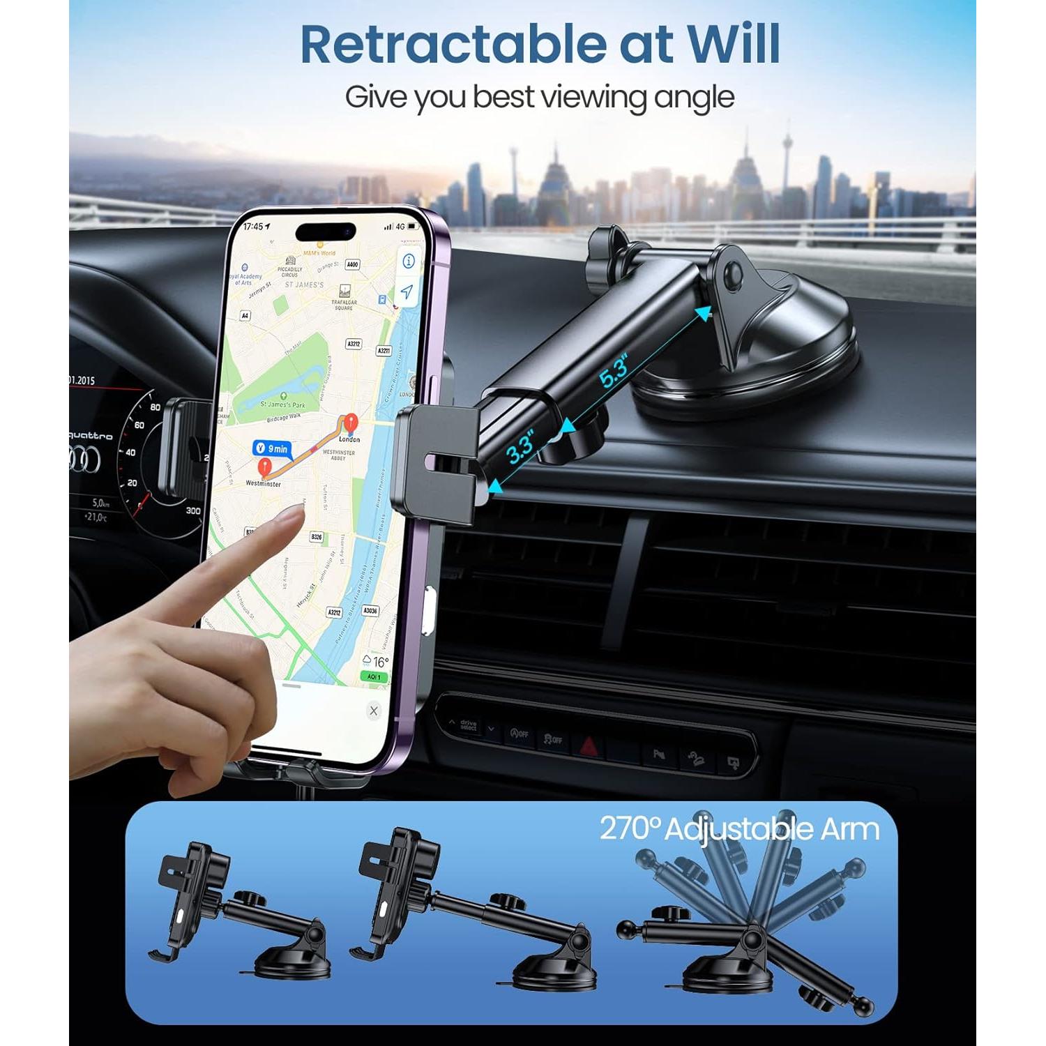 Cargador Inalámbrico para Auto MOKPR 15W Soporte Ajustable