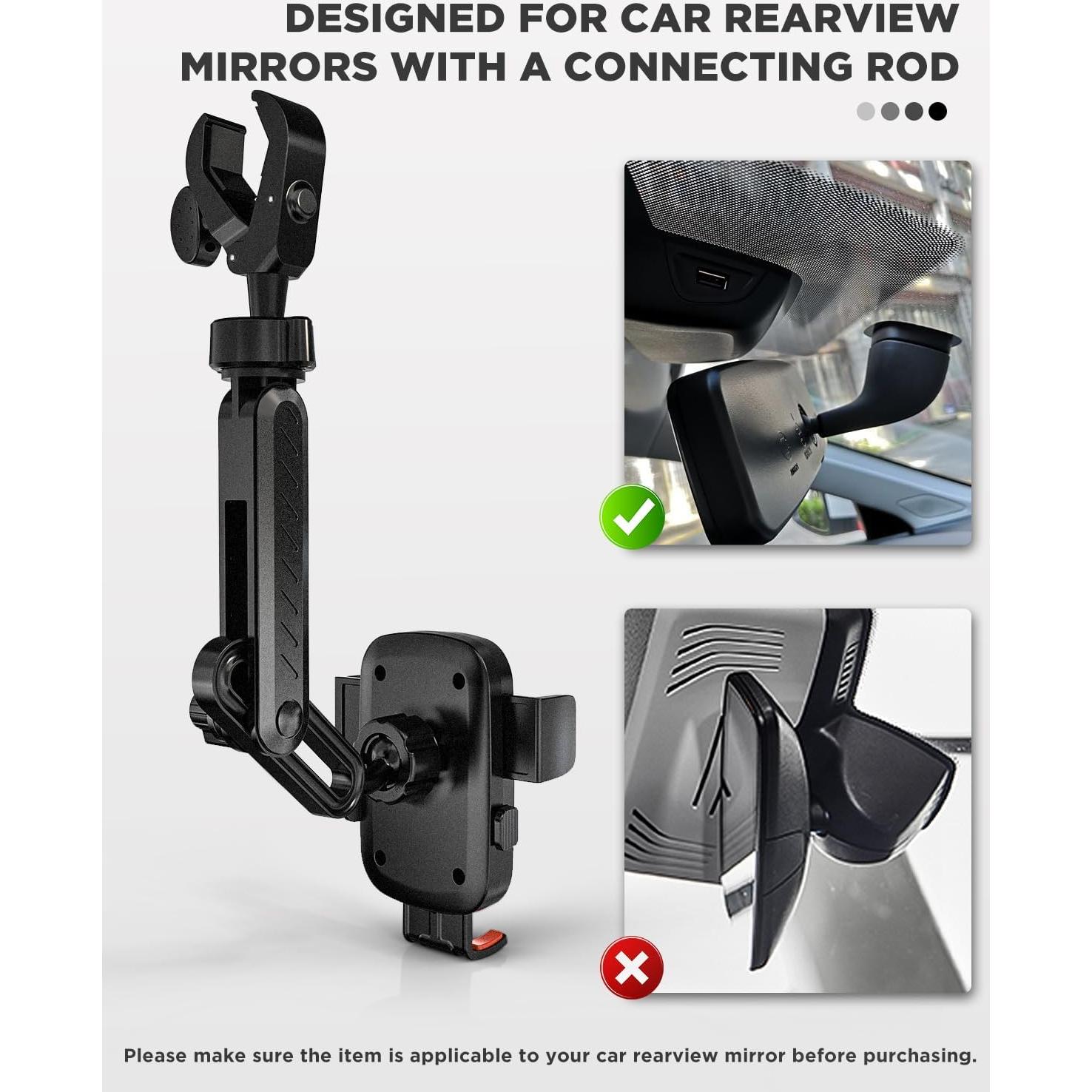 Soporte para Teléfono en Espejo Retrovisor IPOW Rojo Ajustable