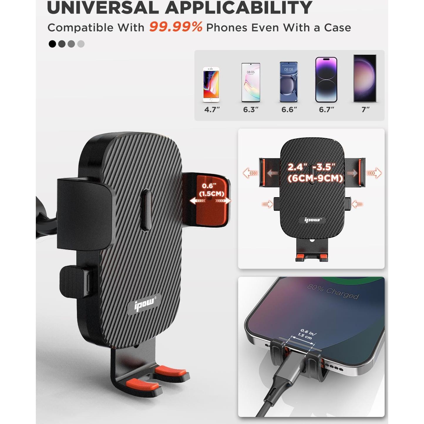 Soporte para Teléfono en Espejo Retrovisor IPOW Rojo Ajustable