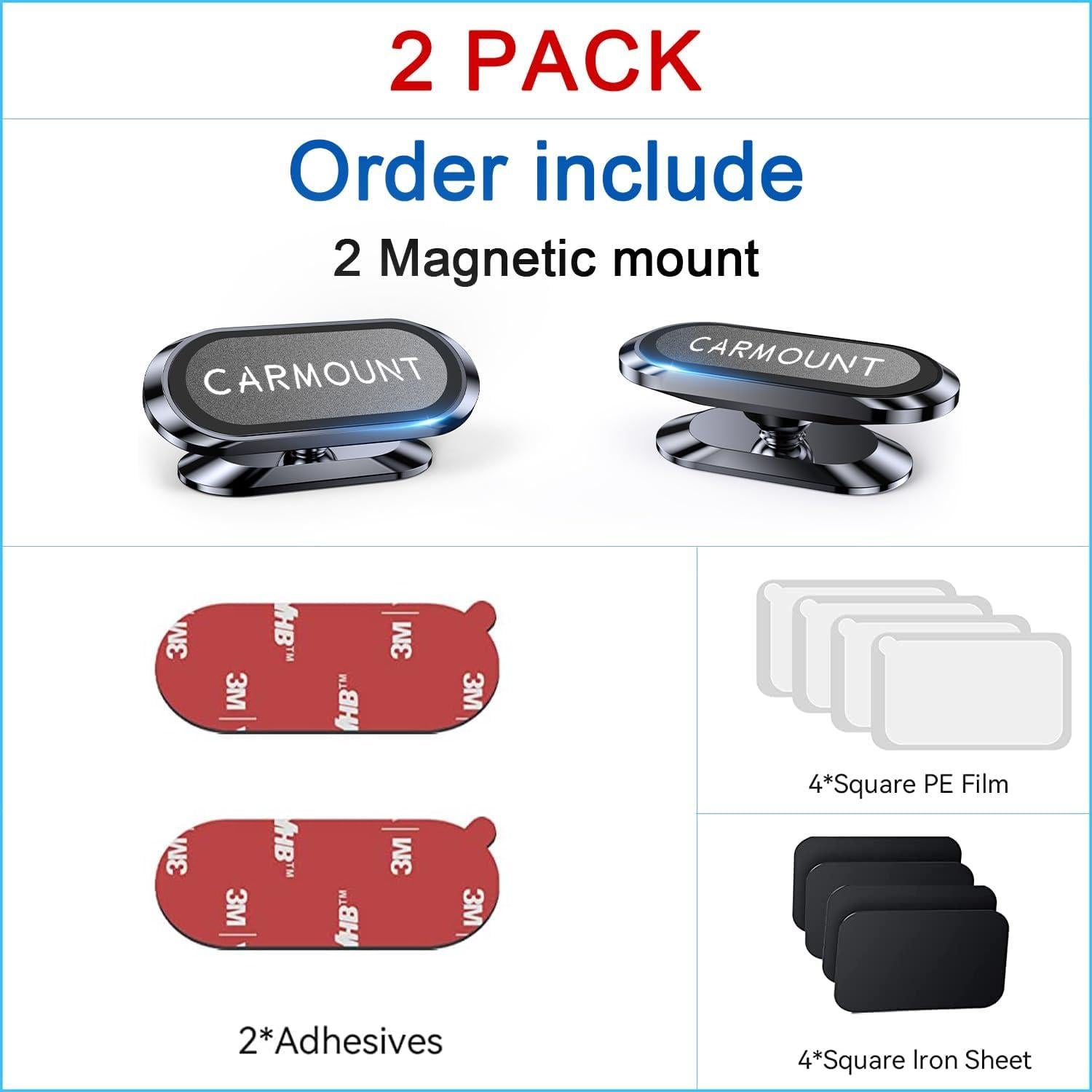 Soporte Magnético para Teléfono Auto Mag-Carmount 2-Pack