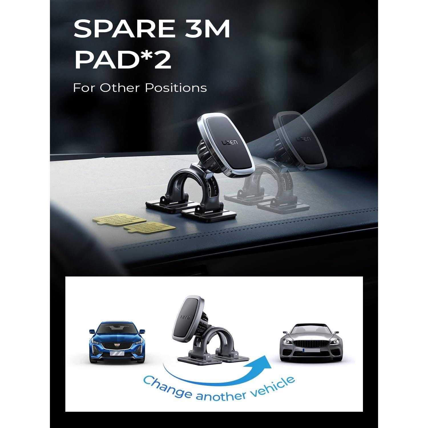 Soporte Magnético para Teléfono de Coche LISEN Negro con 6 Imánes