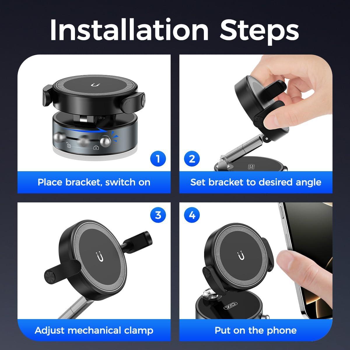 Soporte para teléfono 2 en 1 XO con ventosa magnética ajustable