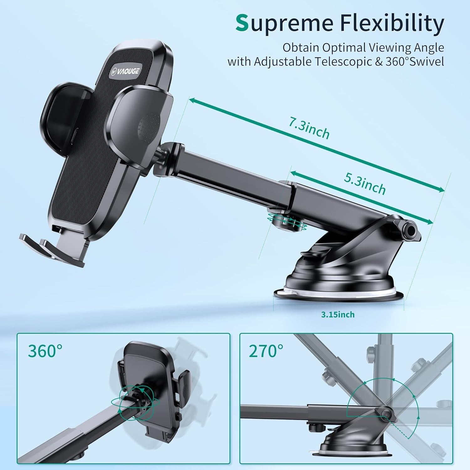 Soporte para Teléfono de Coche Vaouge JTX-1, Ajustable 360°