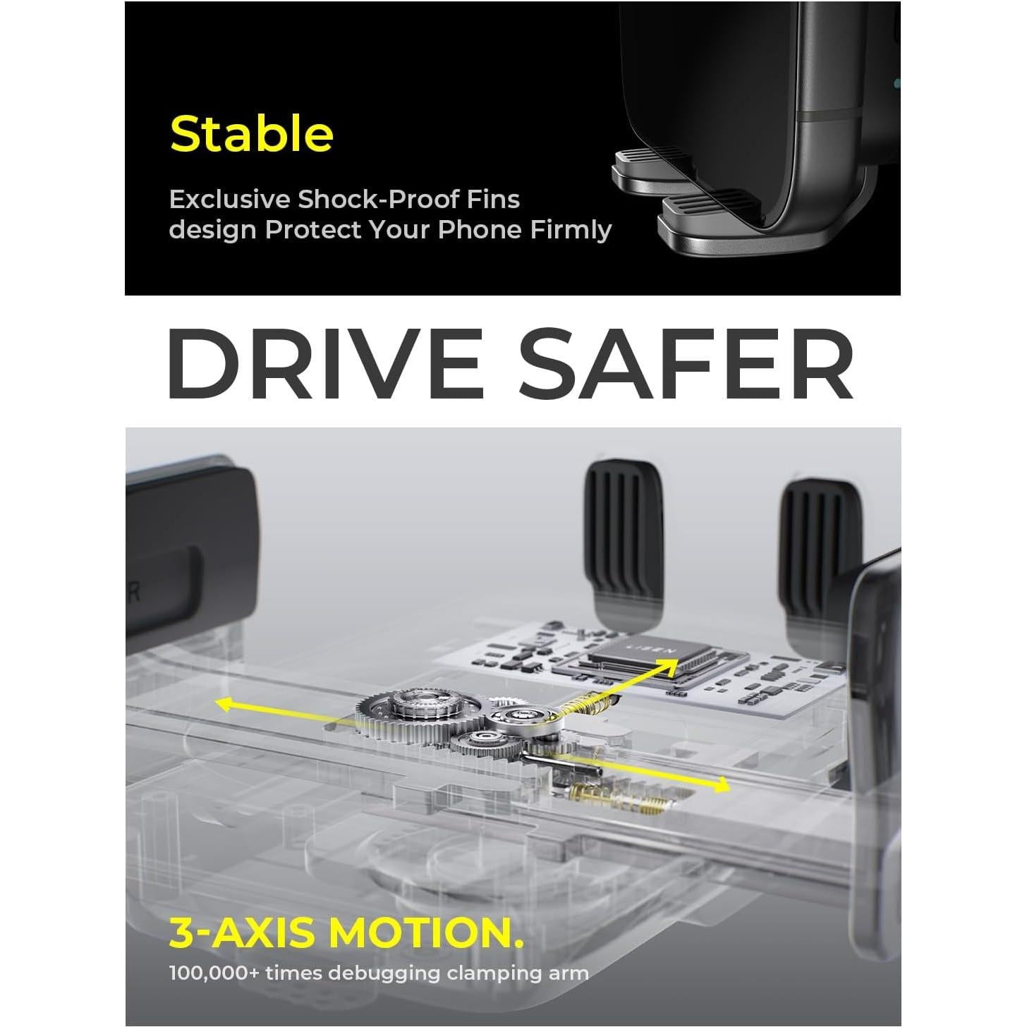 Cargador Inalámbrico para Auto LISEN 15W Soporte Ventilación