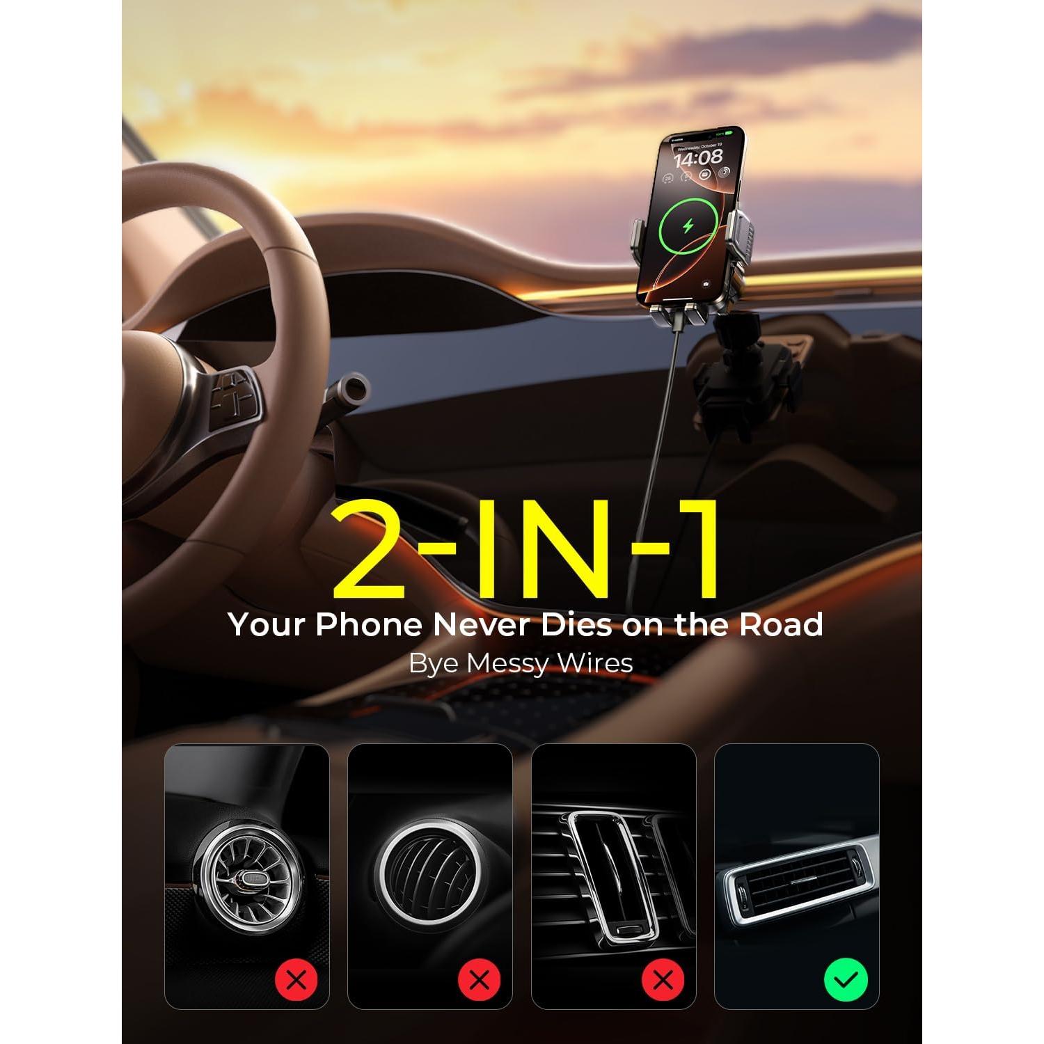 Cargador Inalámbrico para Auto LISEN 15W Soporte Ventilación