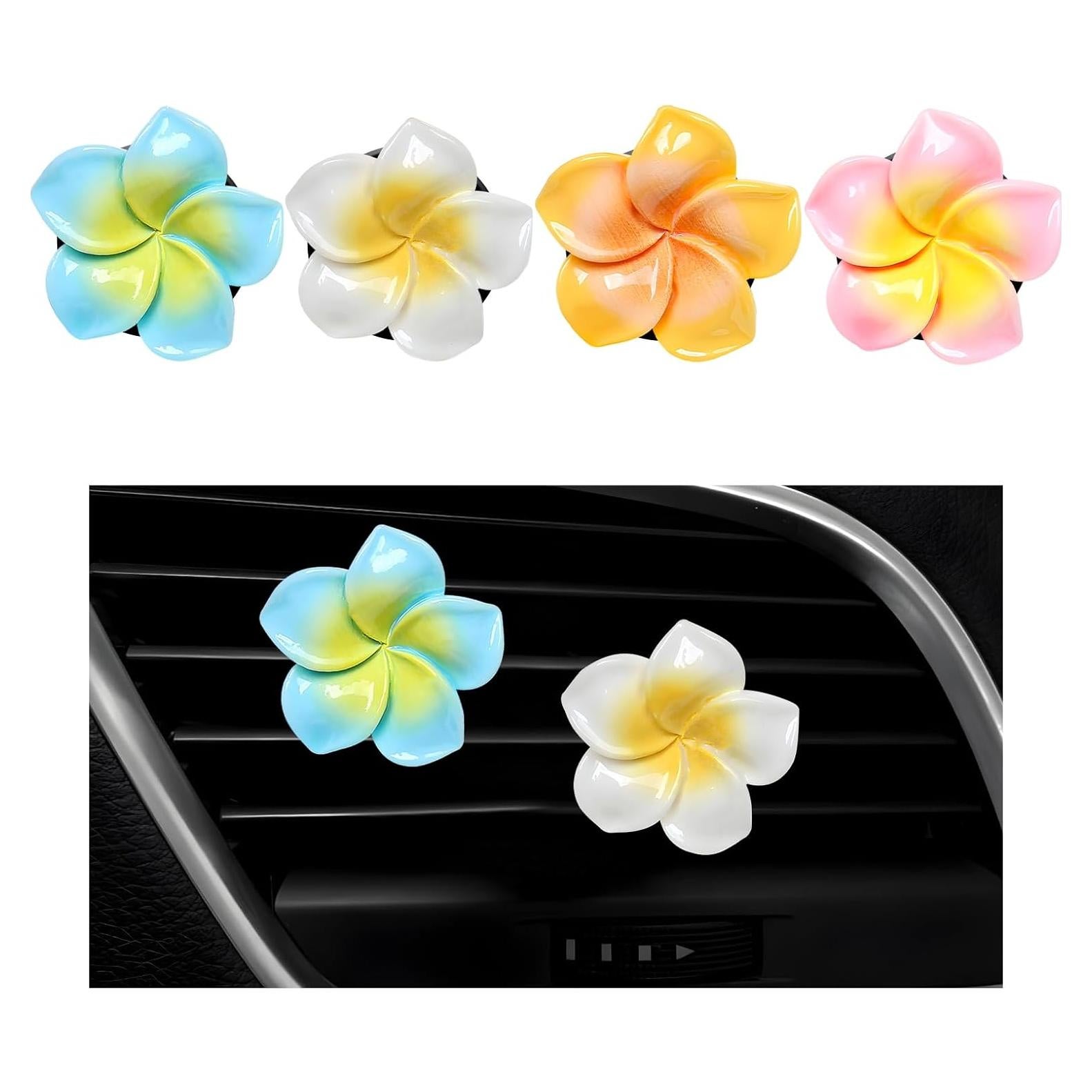 4 Clips Aromatizantes de Ventilación Wevdn con Flores Coloridas