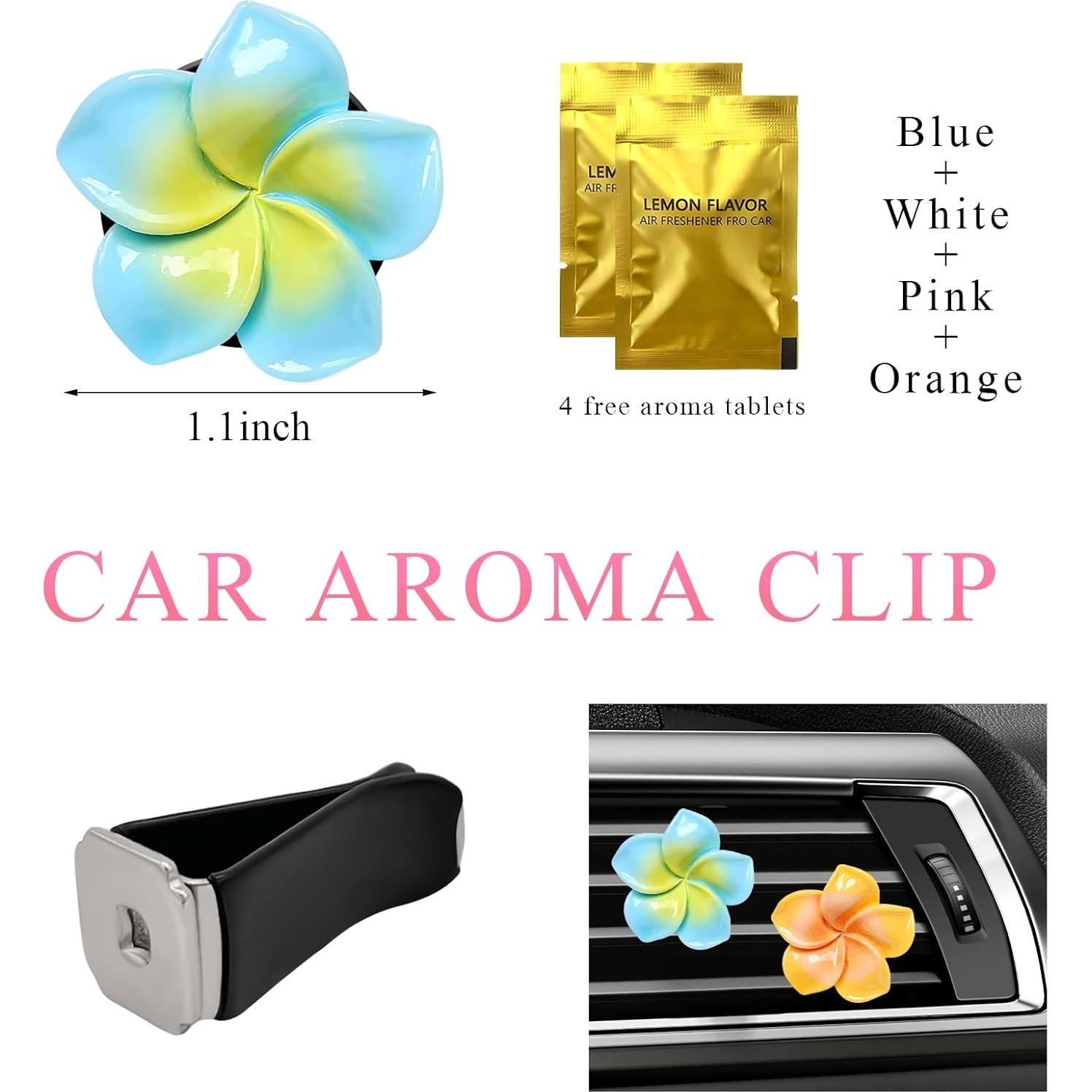 4 Clips Aromatizantes de Ventilación Wevdn con Flores Coloridas