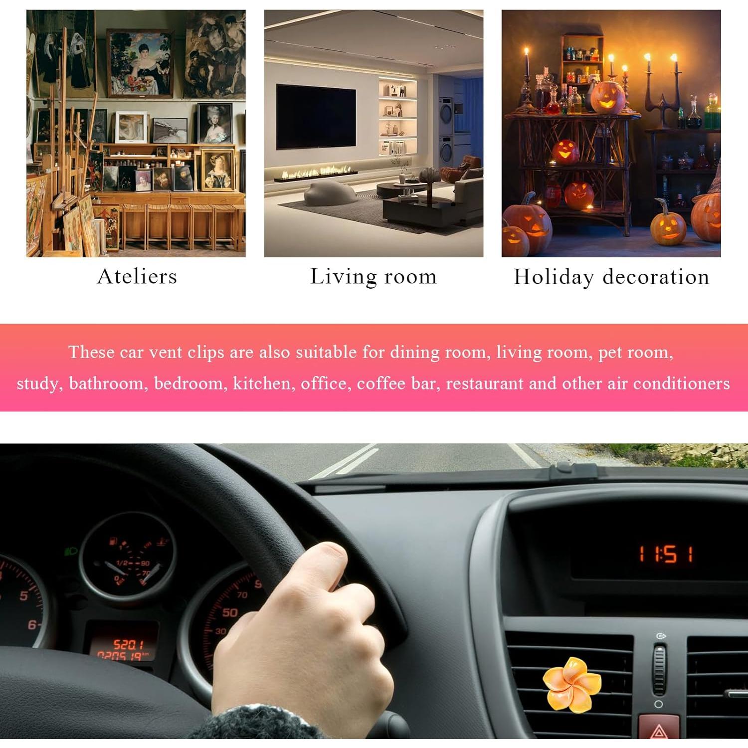 4 Clips Aromatizantes de Ventilación Wevdn con Flores Coloridas