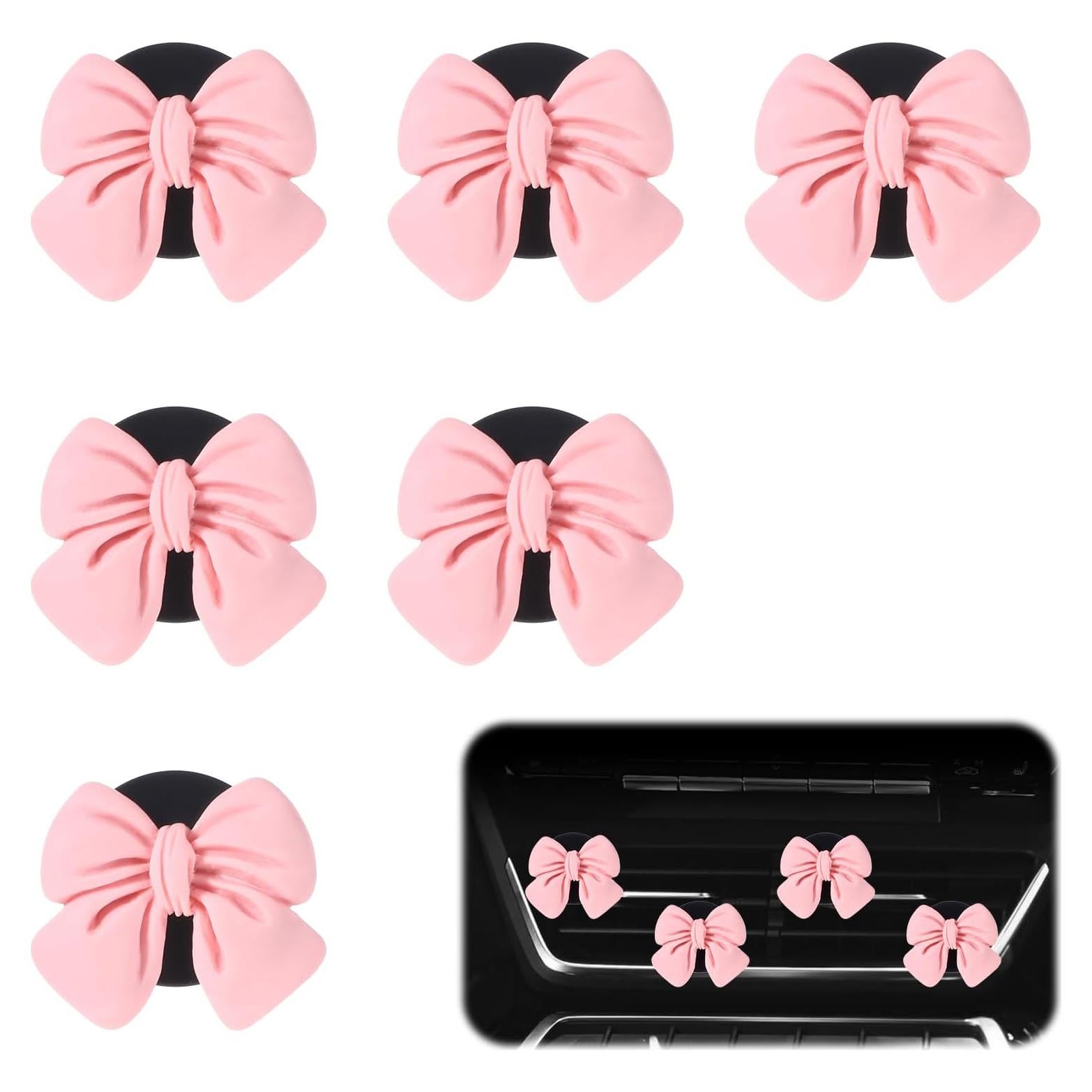 6 Clips de Ventilación de Aire para Coche Piriuuo Lazo Rosa