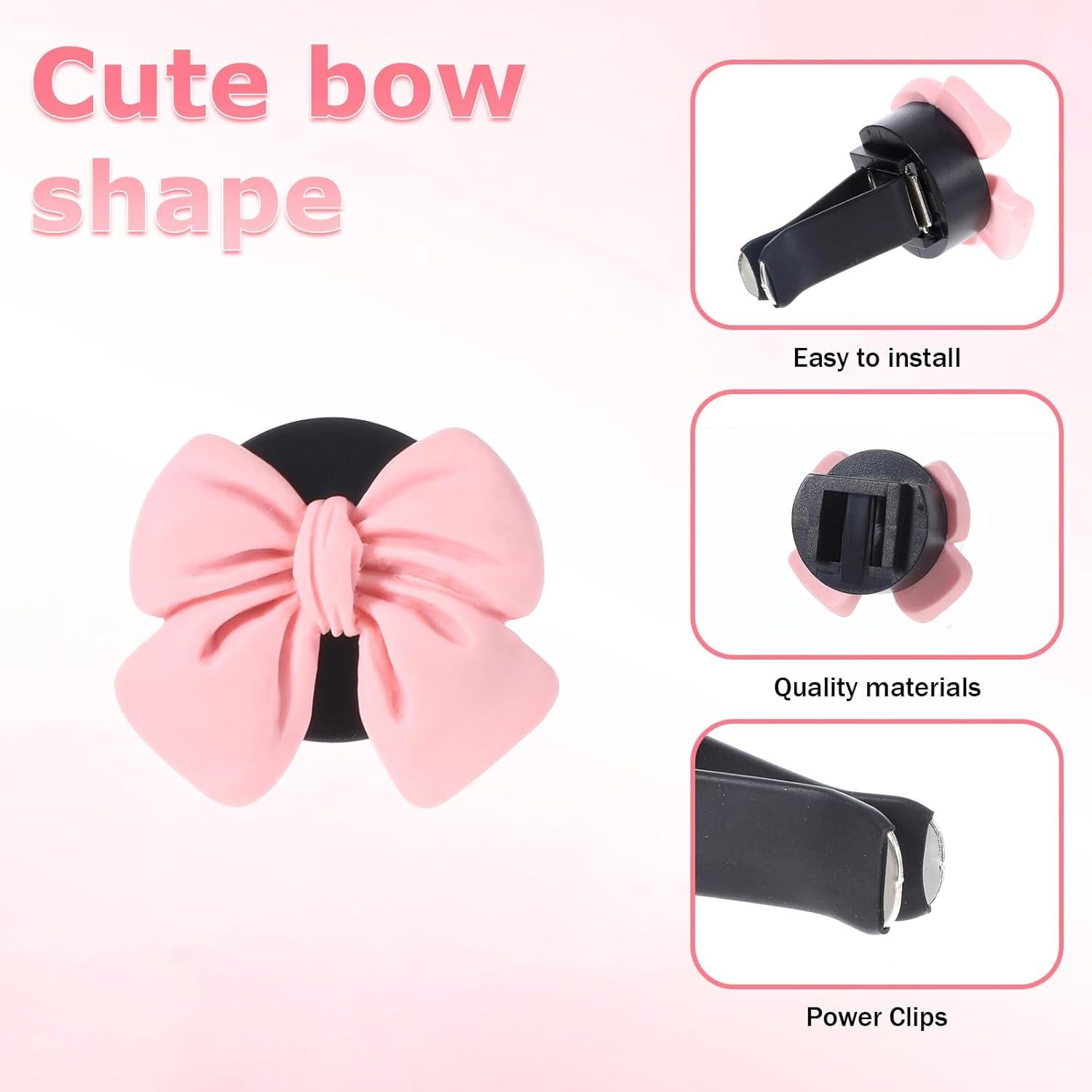 6 Clips de Ventilación de Aire para Coche Piriuuo Lazo Rosa