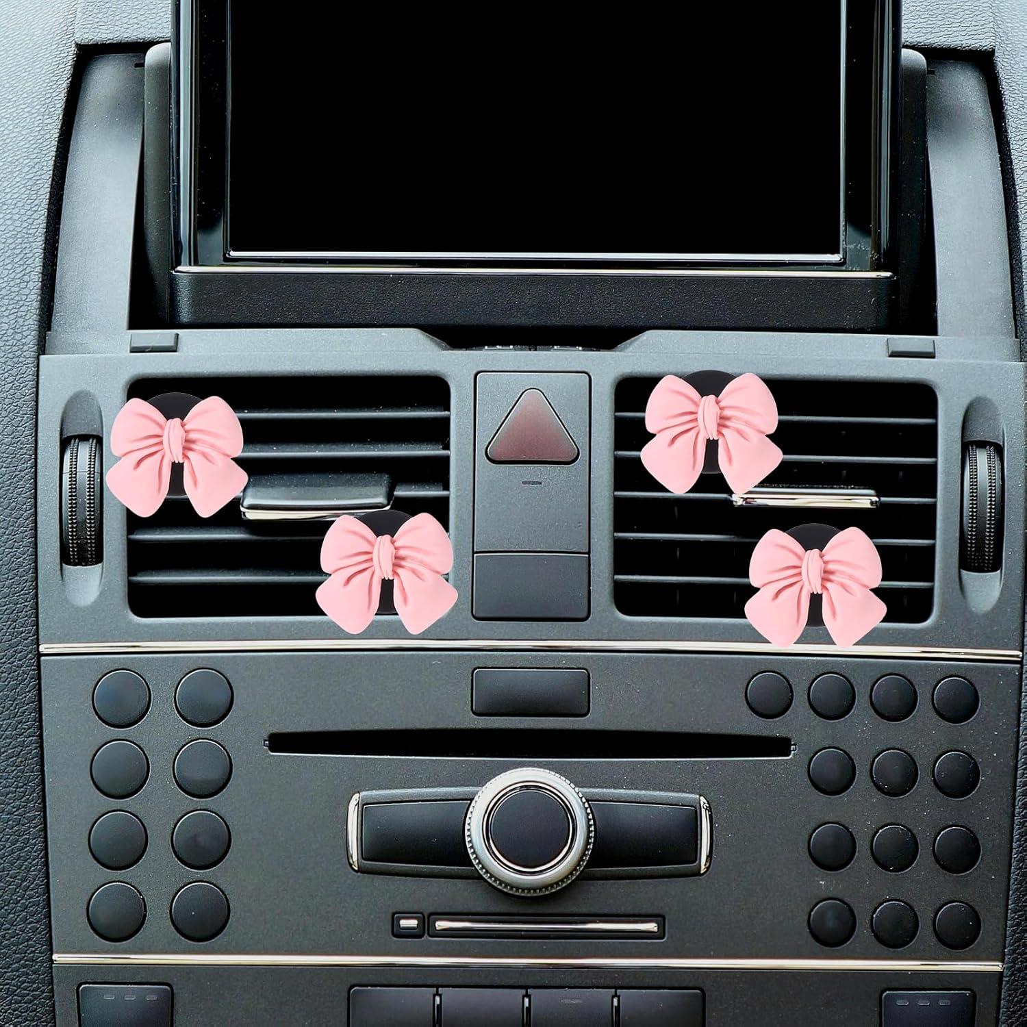 6 Clips de Ventilación de Aire para Coche Piriuuo Lazo Rosa