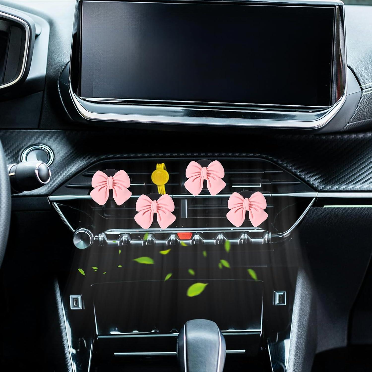 6 Clips de Ventilación de Aire para Coche Piriuuo Lazo Rosa