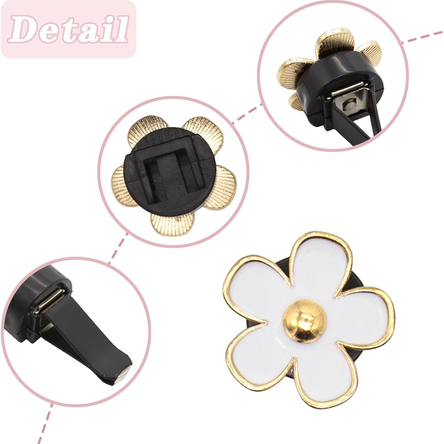 Clips de Ventilación para Auto Acantha 8pcs Flores Margarita
