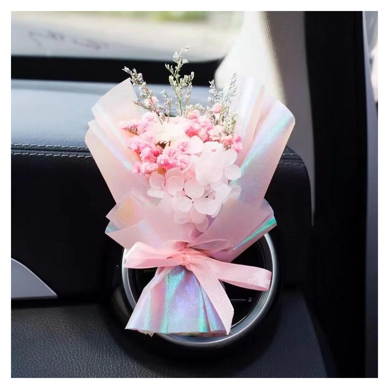 Ramo de Flores Secas Mini Rosa Calsgkspray para Coche