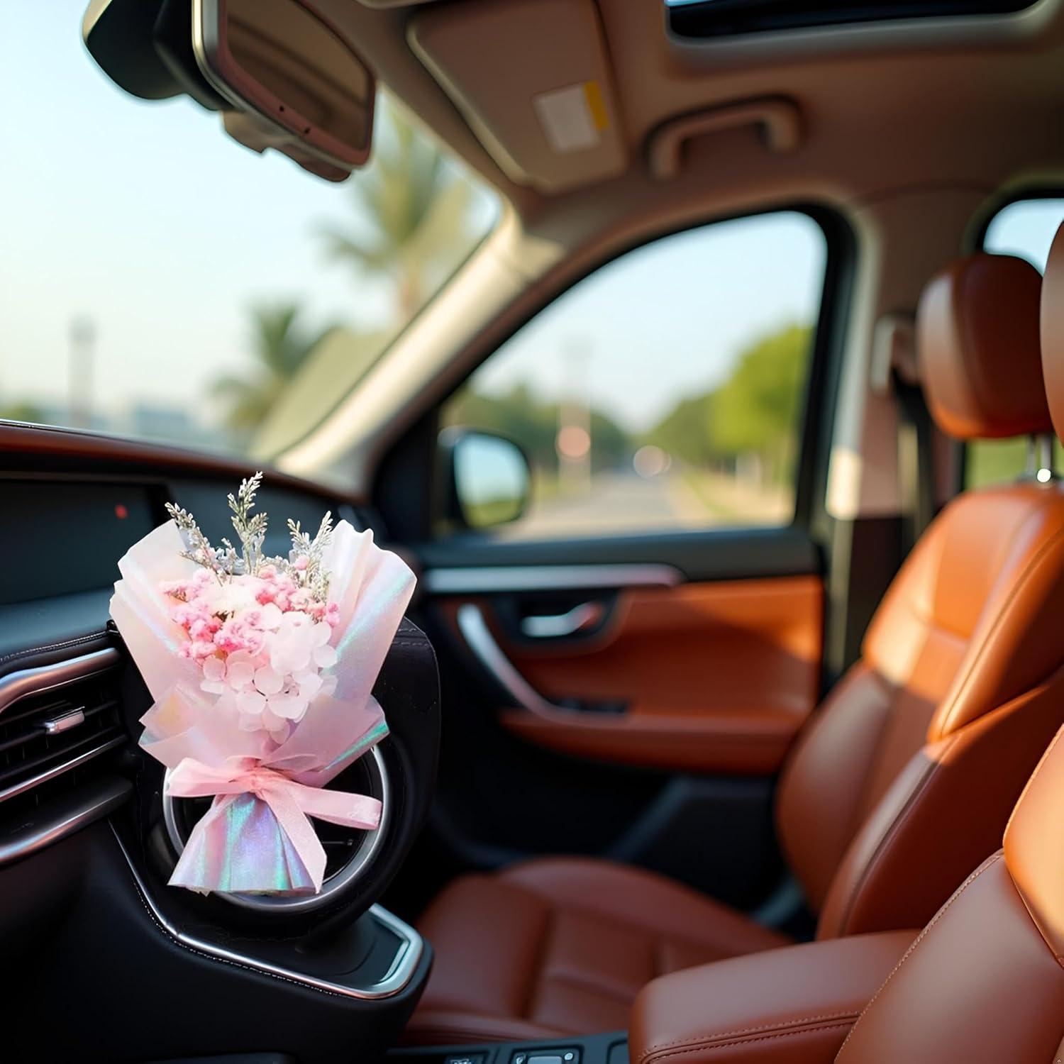 Ramo de Flores Secas Mini Rosa Calsgkspray para Coche