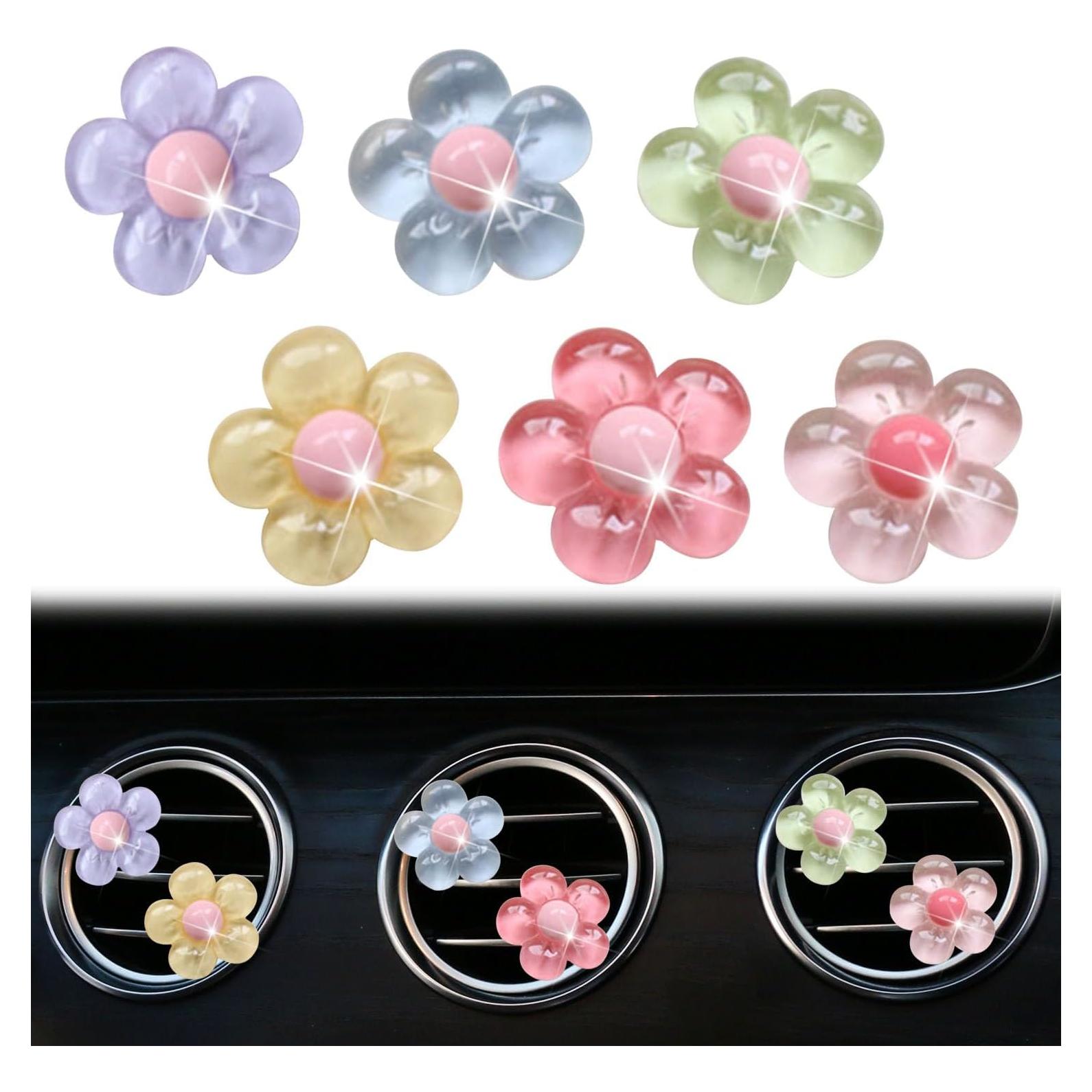 6 Accesorios de Coche Flor Pentapétala PurYupearl Multicolor