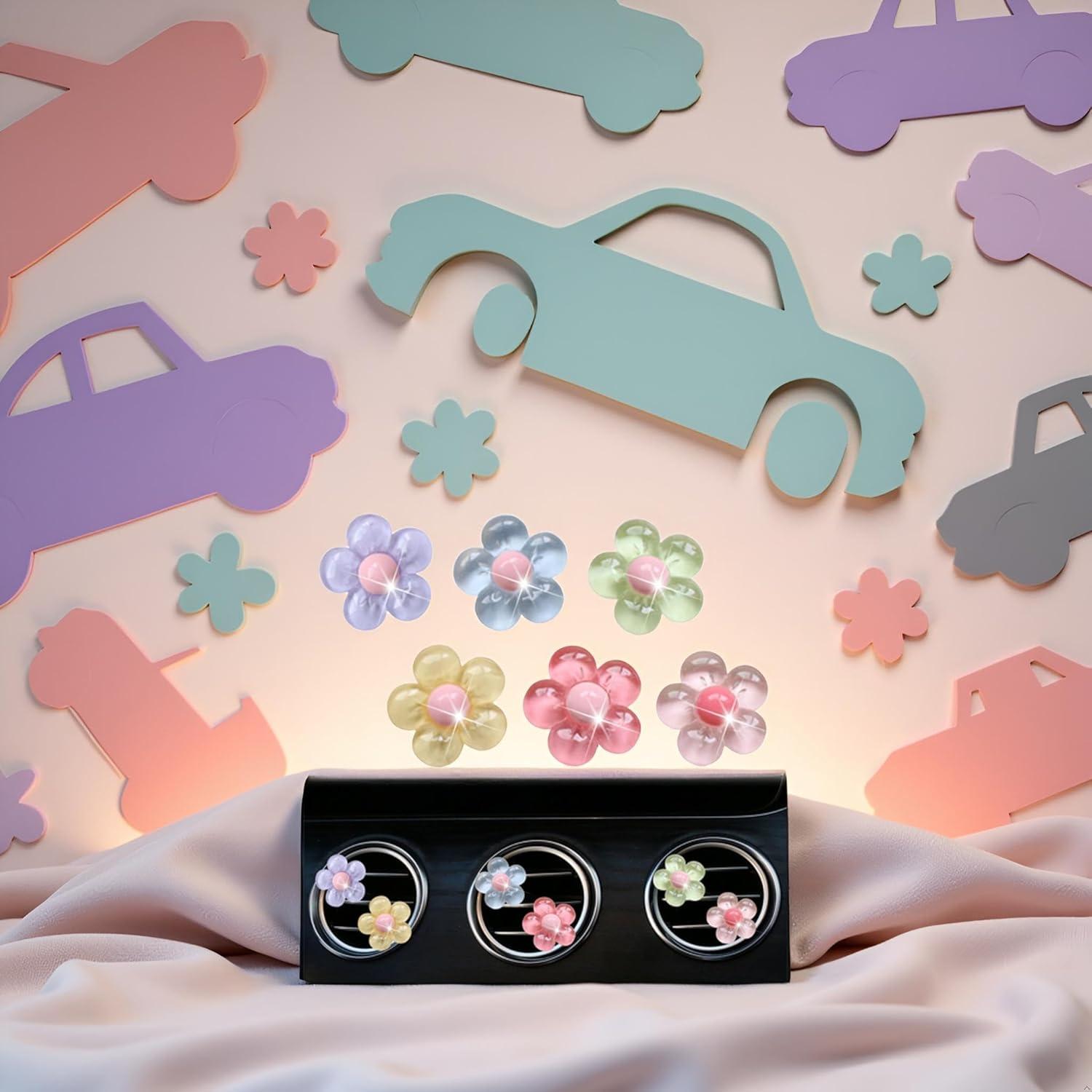 6 Accesorios de Coche Flor Pentapétala PurYupearl Multicolor