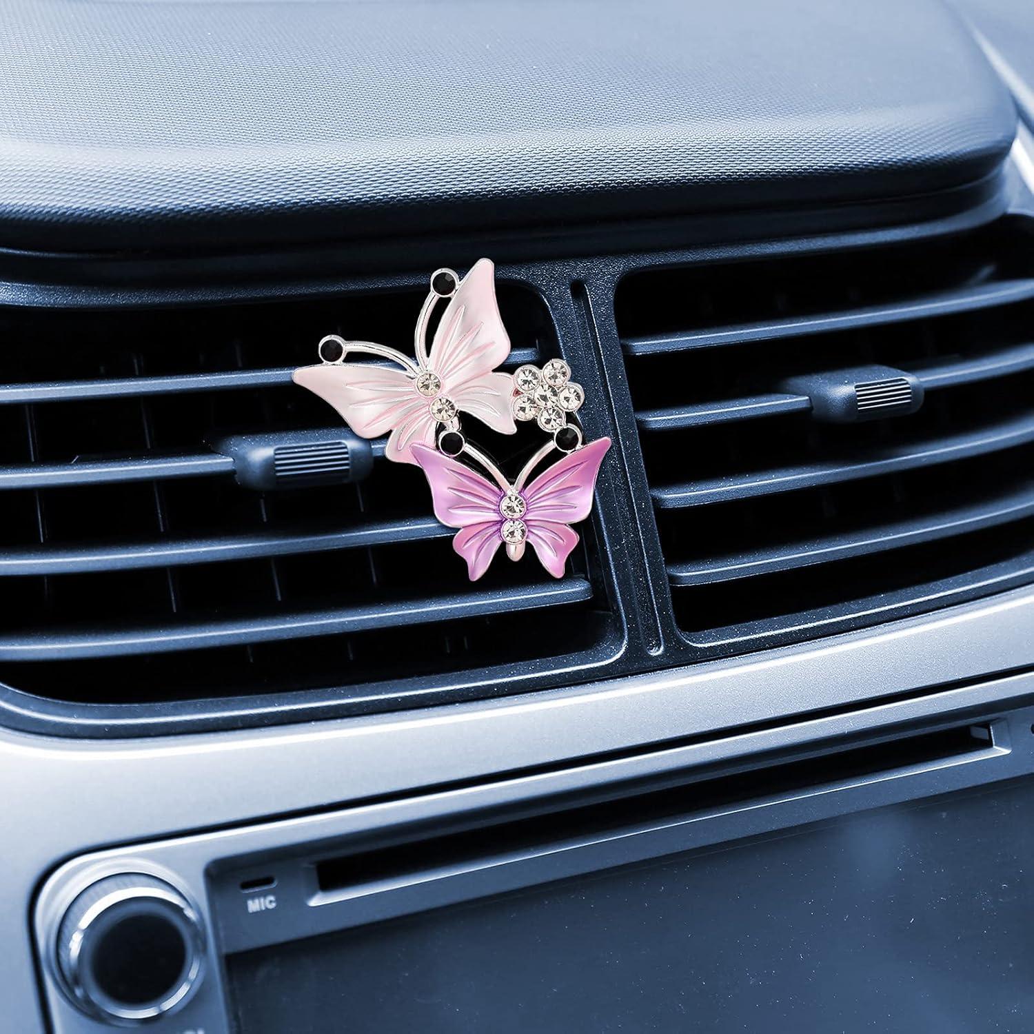 4 Clips de Aromaterapia para Coche Frienda Mariposa Rosa y Púrpura