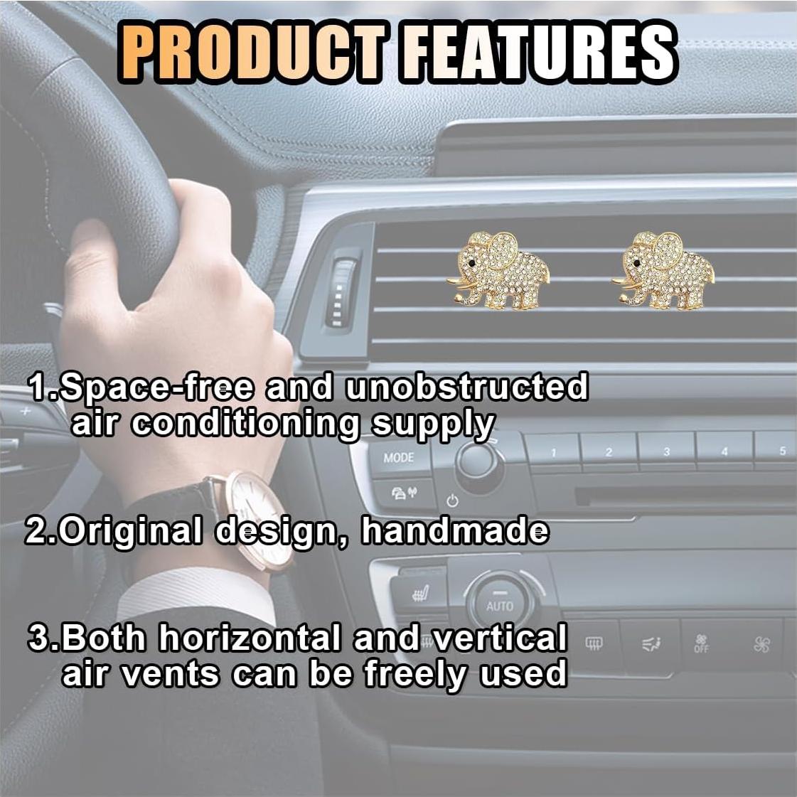 2 Clips de Ventilación para Coche JOYCOURT Elefante Dorado