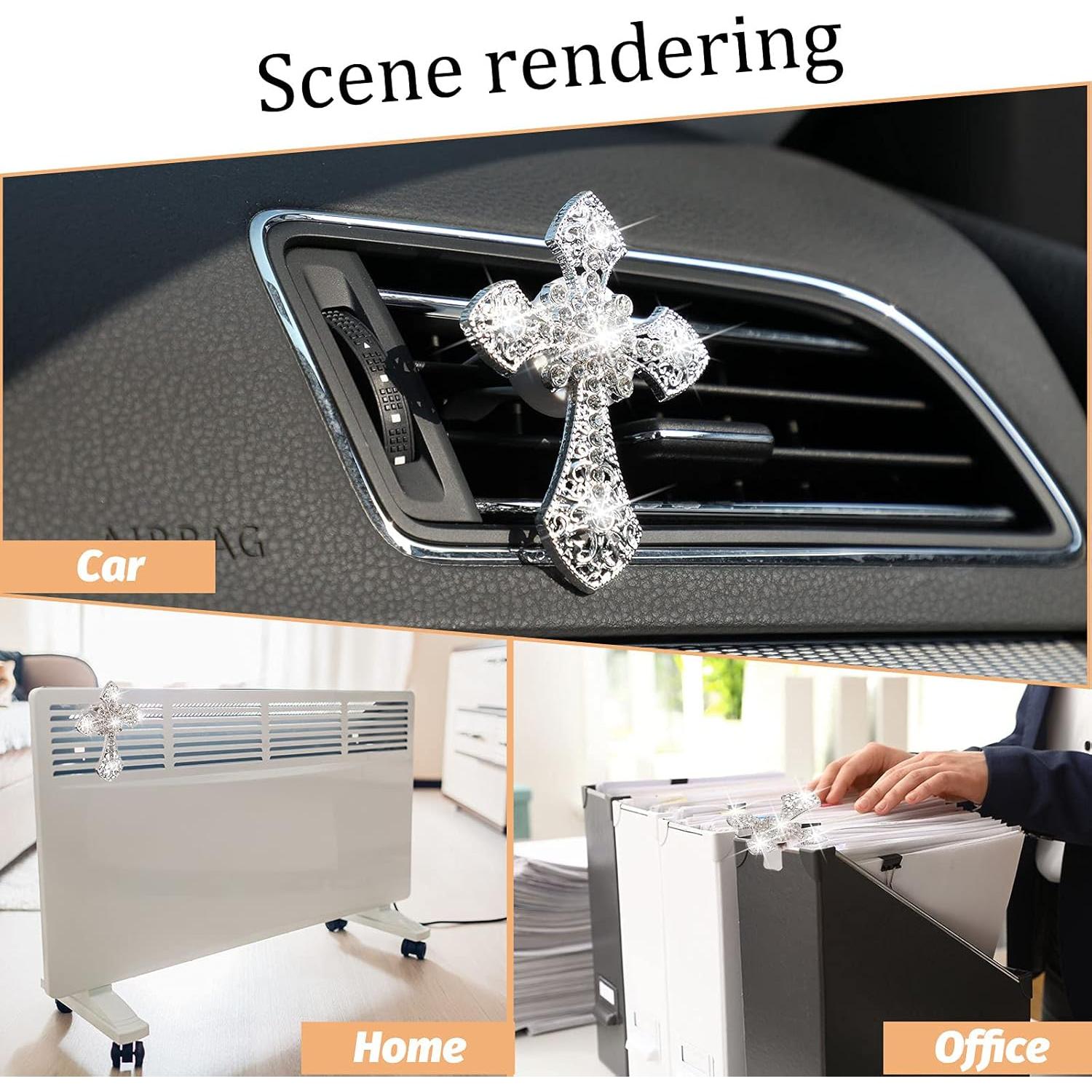 Clip de Ventilación de Aire para Auto Frienda Cruz Rhinestone