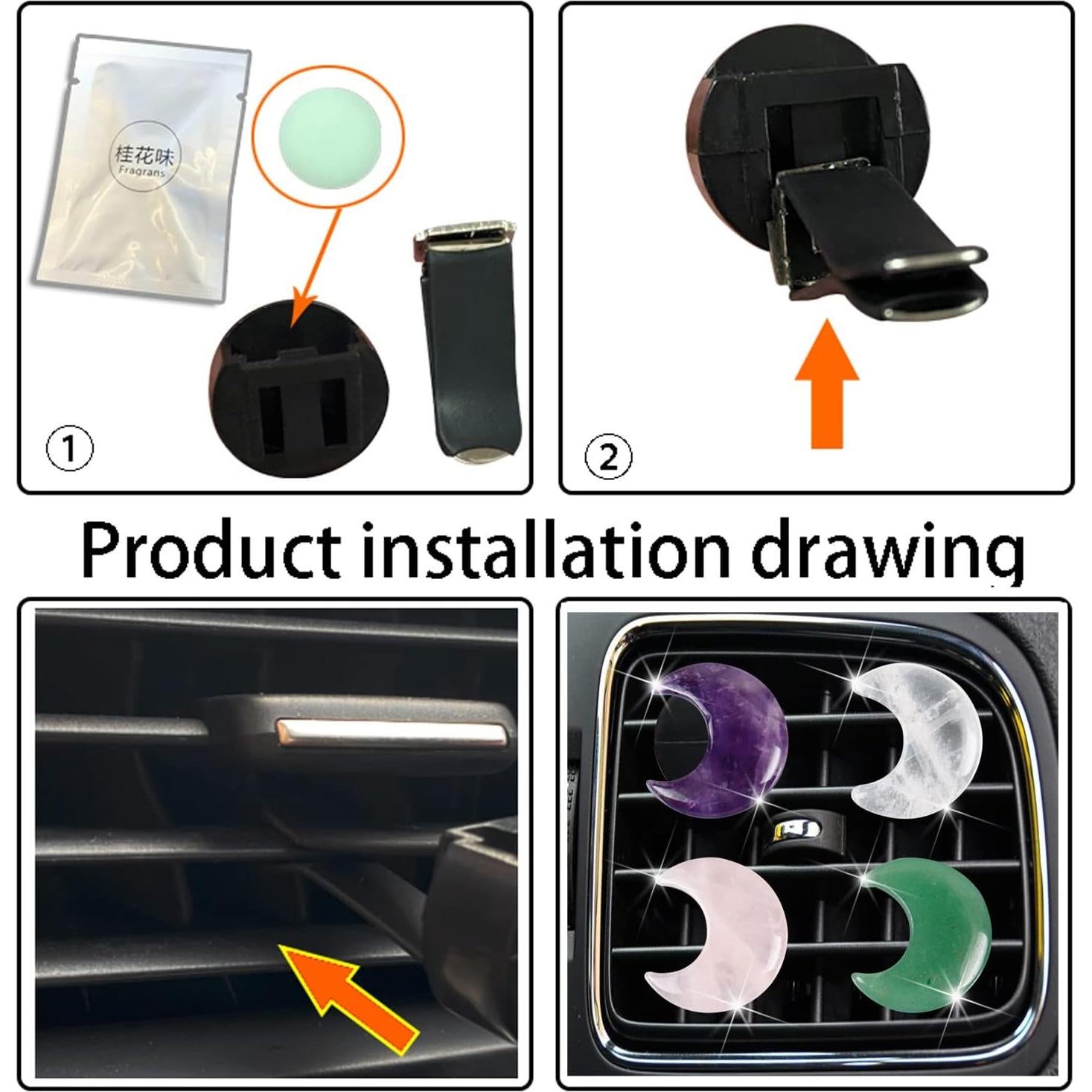 Clips Ambientadores de Ventilación de Aire Luna de Cristal - 4 Pcs