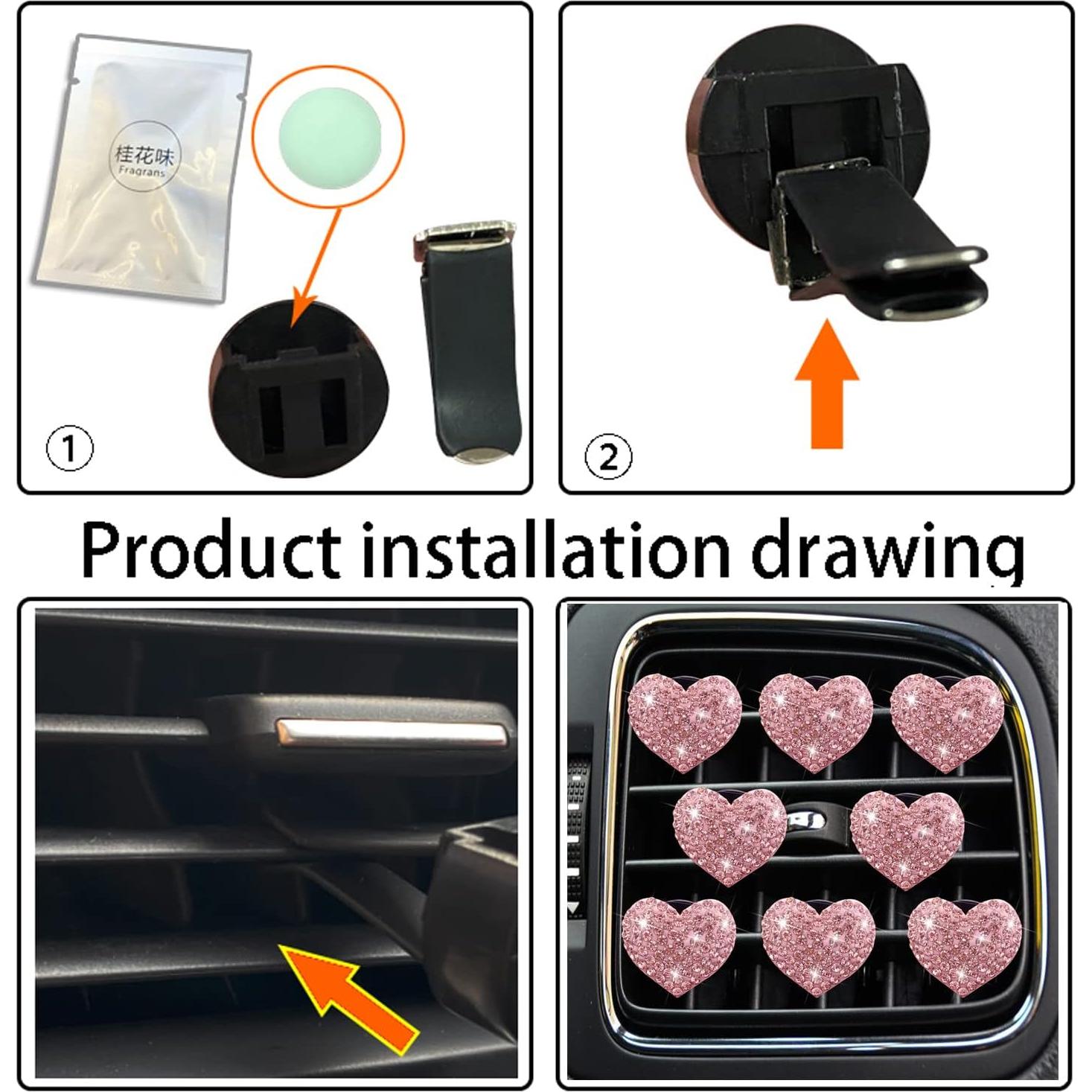 Clips de Ventilación Gowxs con Corazón Brillante Rosa - 2 Piezas