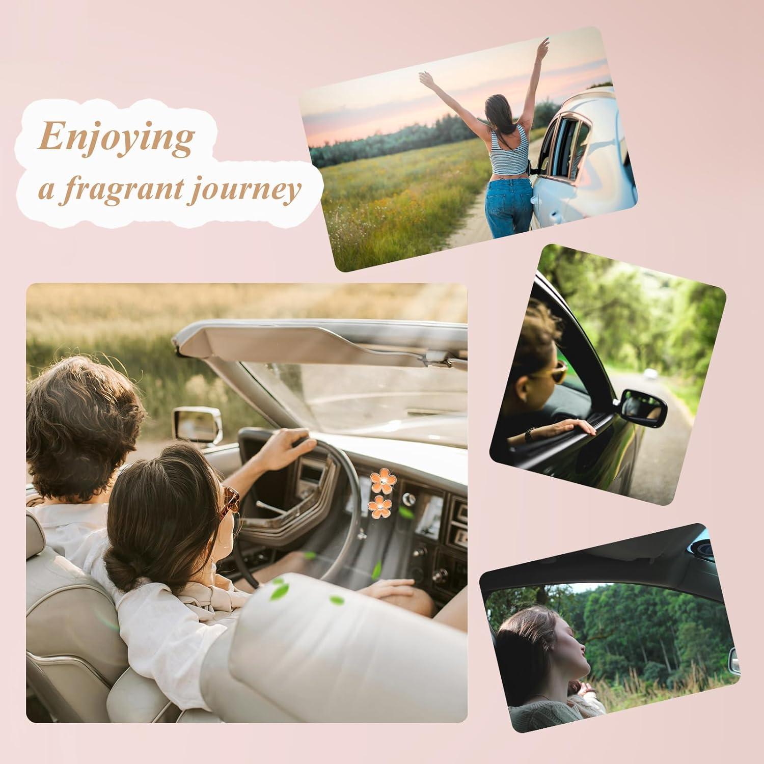 Clips de Ventilación de Coche ORIESSE 4pcs Flores Naranja