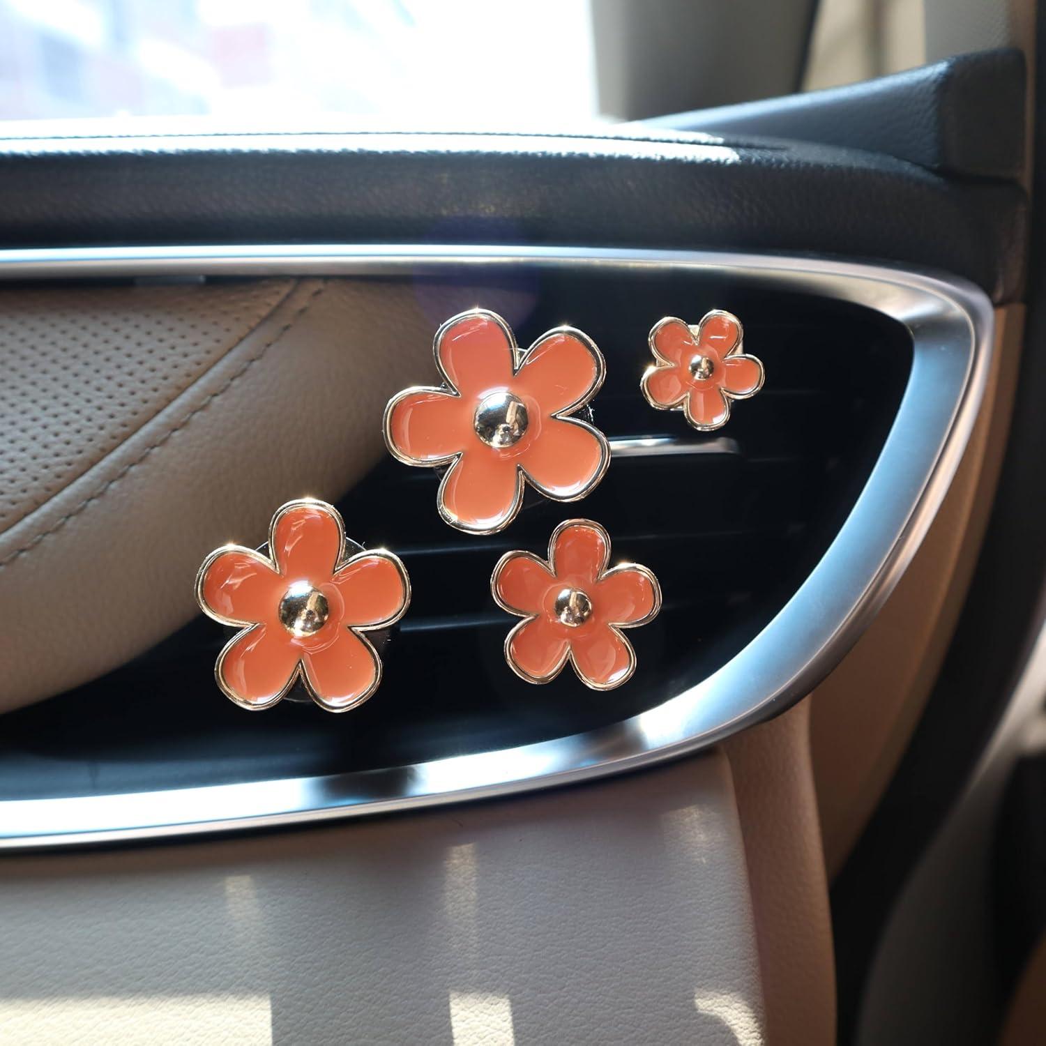 Clips de Ventilación de Coche ORIESSE 4pcs Flores Naranja