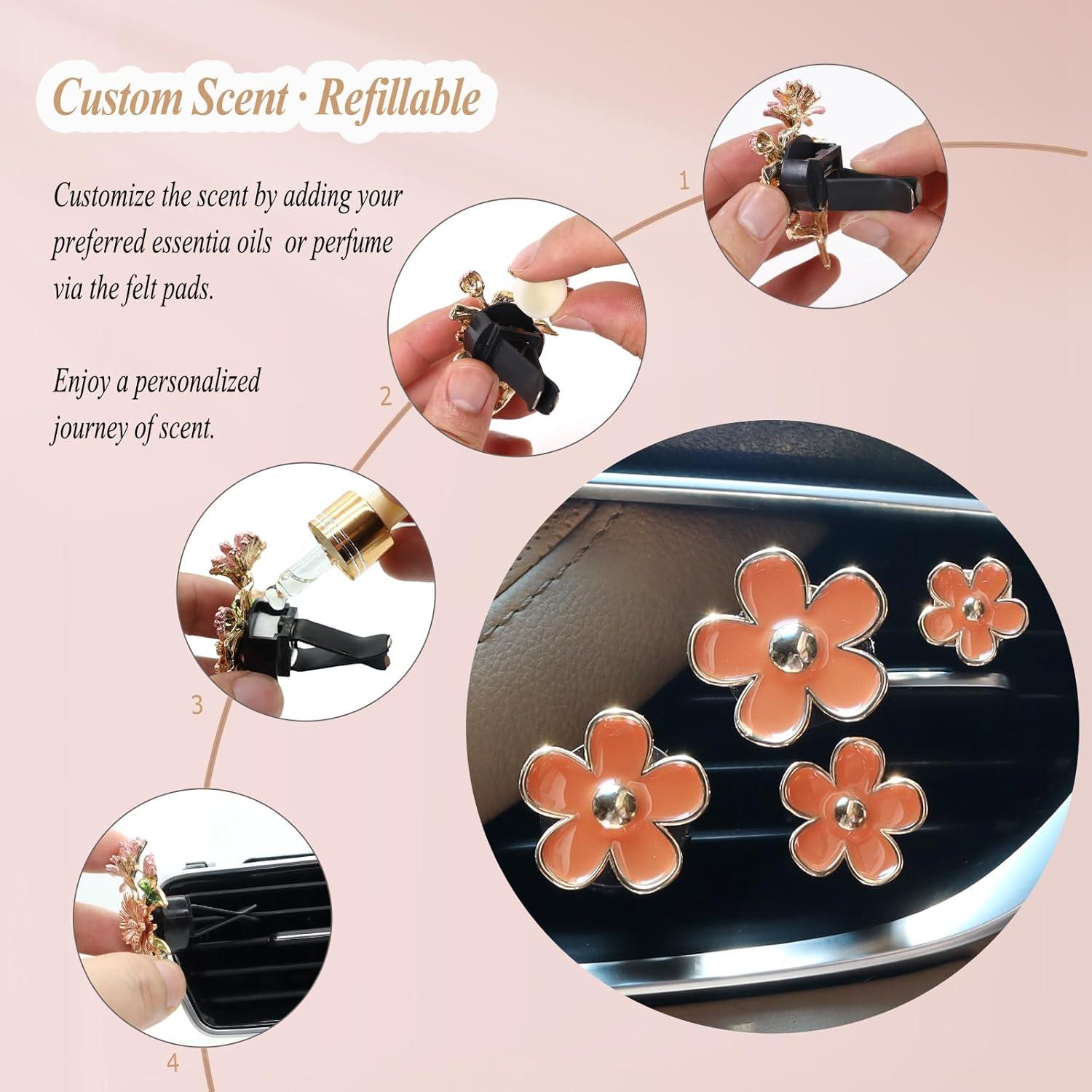 Clips de Ventilación de Coche ORIESSE 4pcs Flores Naranja