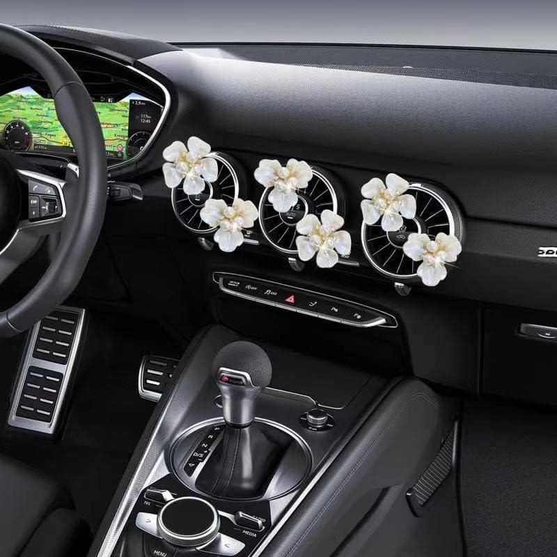 Clip de Perfume para Coche Galyacht Flor Rhinestone Blanco