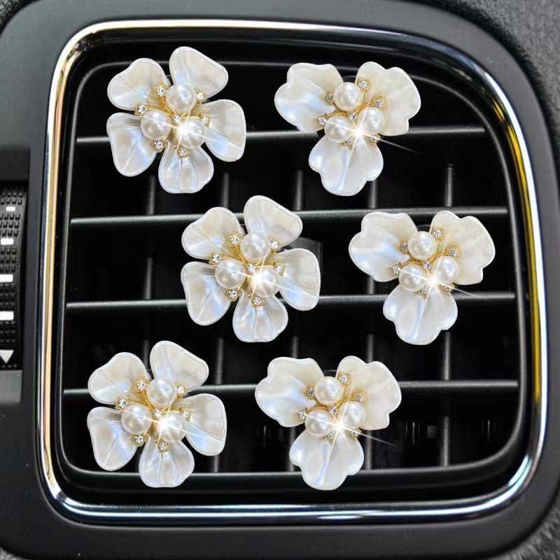 Clip de Perfume para Coche Galyacht Flor Rhinestone Blanco