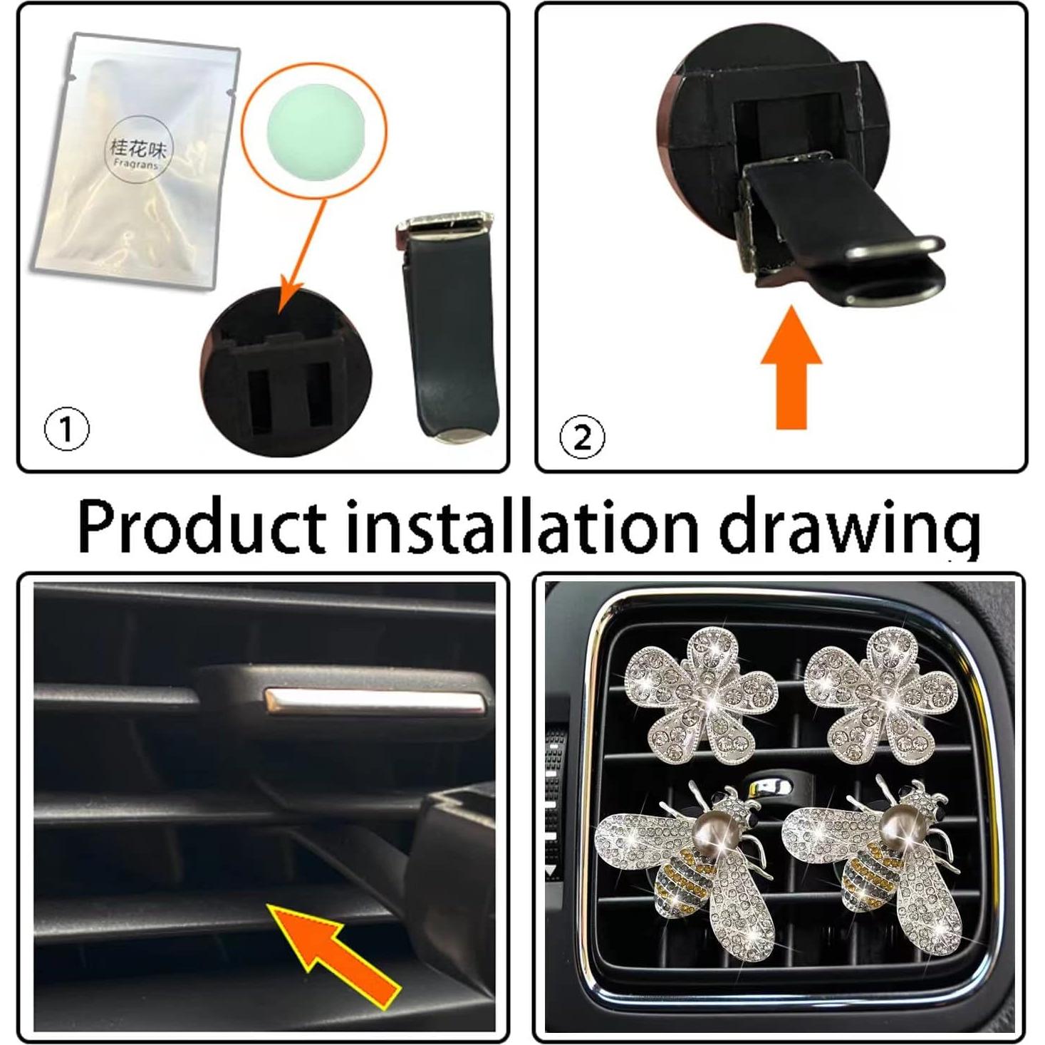 Clip de Ventilación Bling Bee con Cristales - Ambientador de Coche