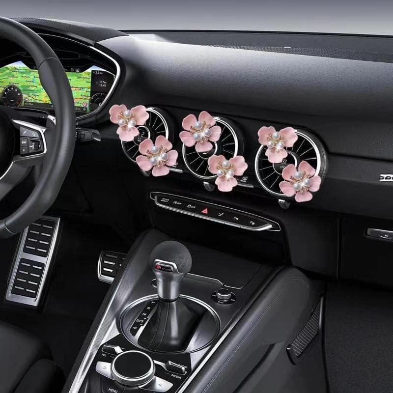 Clip de Perfume para Automóvil Galyacht Flor Rhinestone Rosa