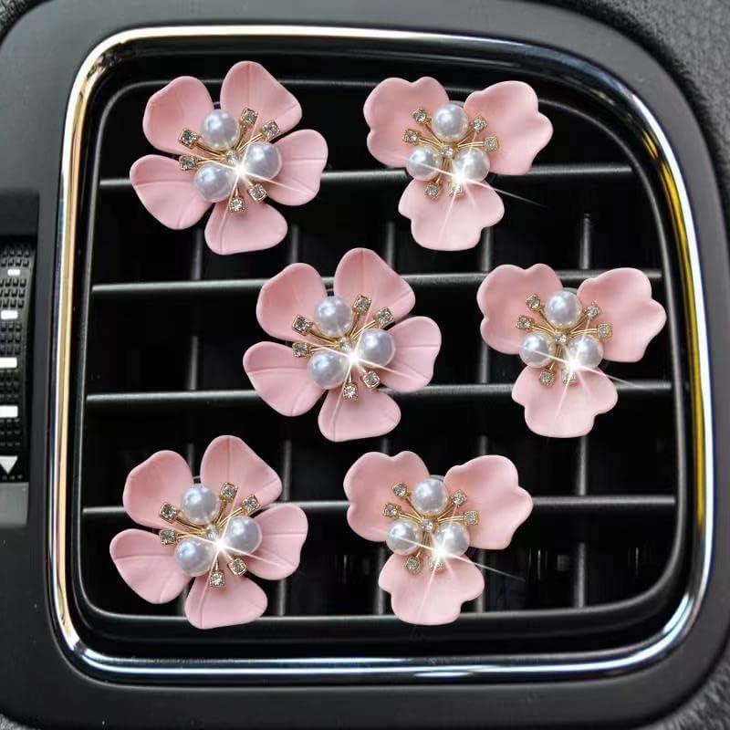 Clip de Perfume para Automóvil Galyacht Flor Rhinestone Rosa