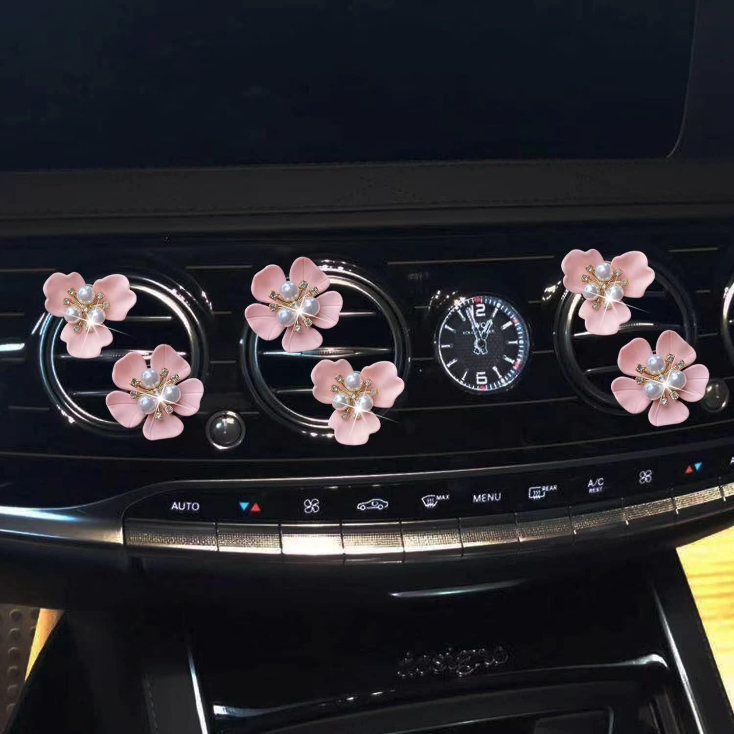 Clip de Perfume para Automóvil Galyacht Flor Rhinestone Rosa