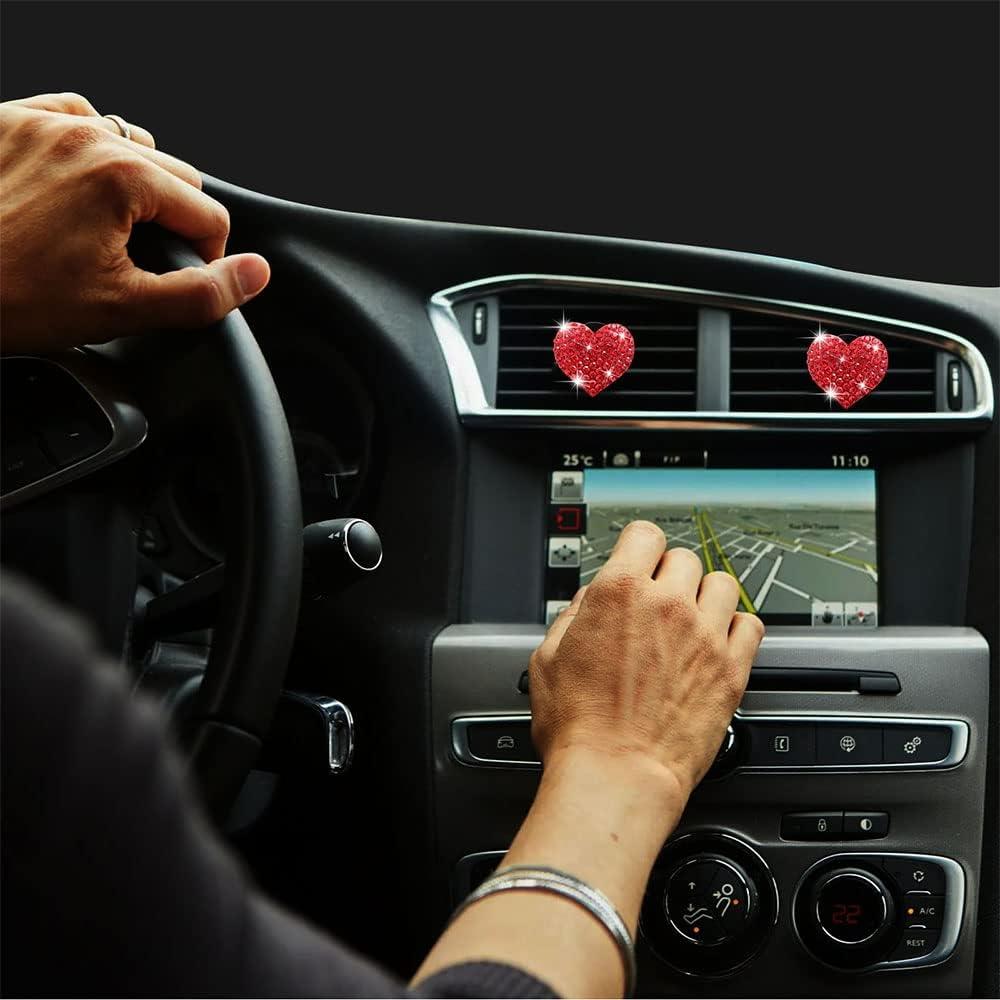 5 Clips de Ventilación de Coche Gowxs Corazones Rojos Brillantes