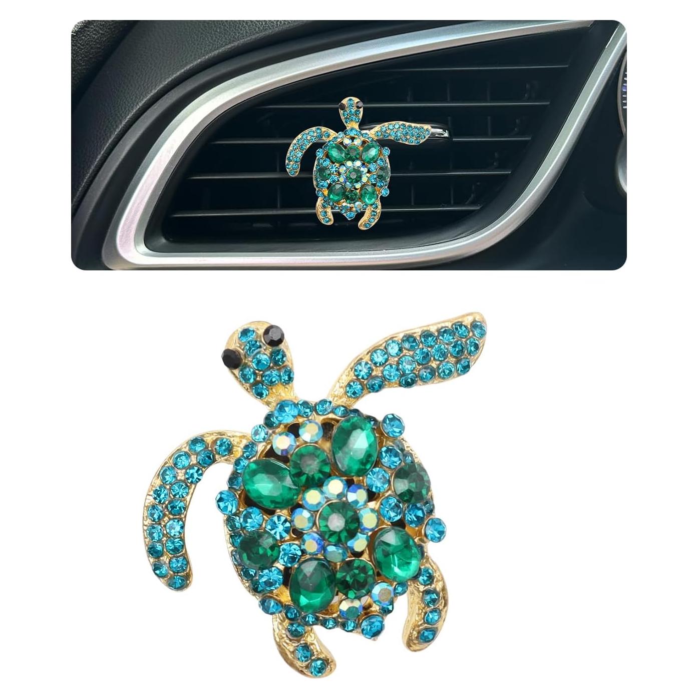 Clip de Ventilación de Coche ORIESSE Tortuga Brillante Verde Azul