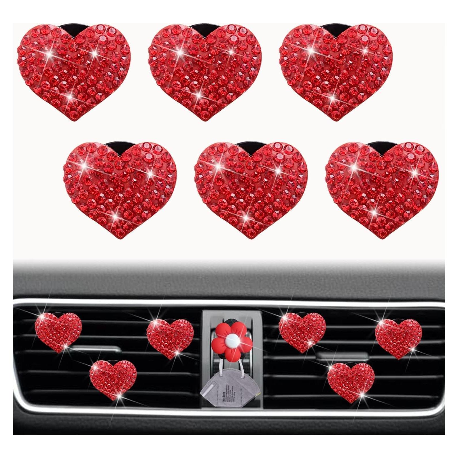 6 Clips de Ventilación Corazón Rojo Junfamilee con Fragancia