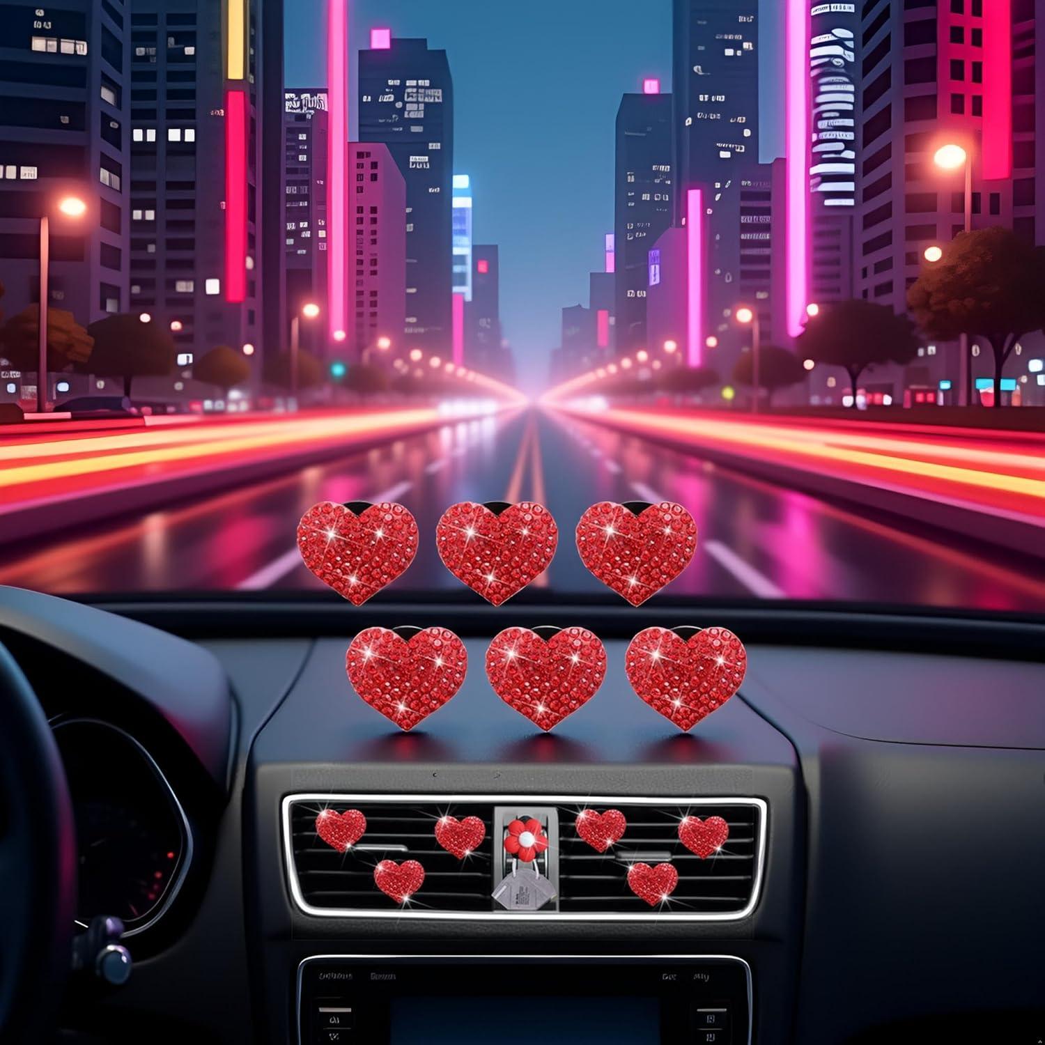 6 Clips de Ventilación Corazón Rojo Junfamilee con Fragancia