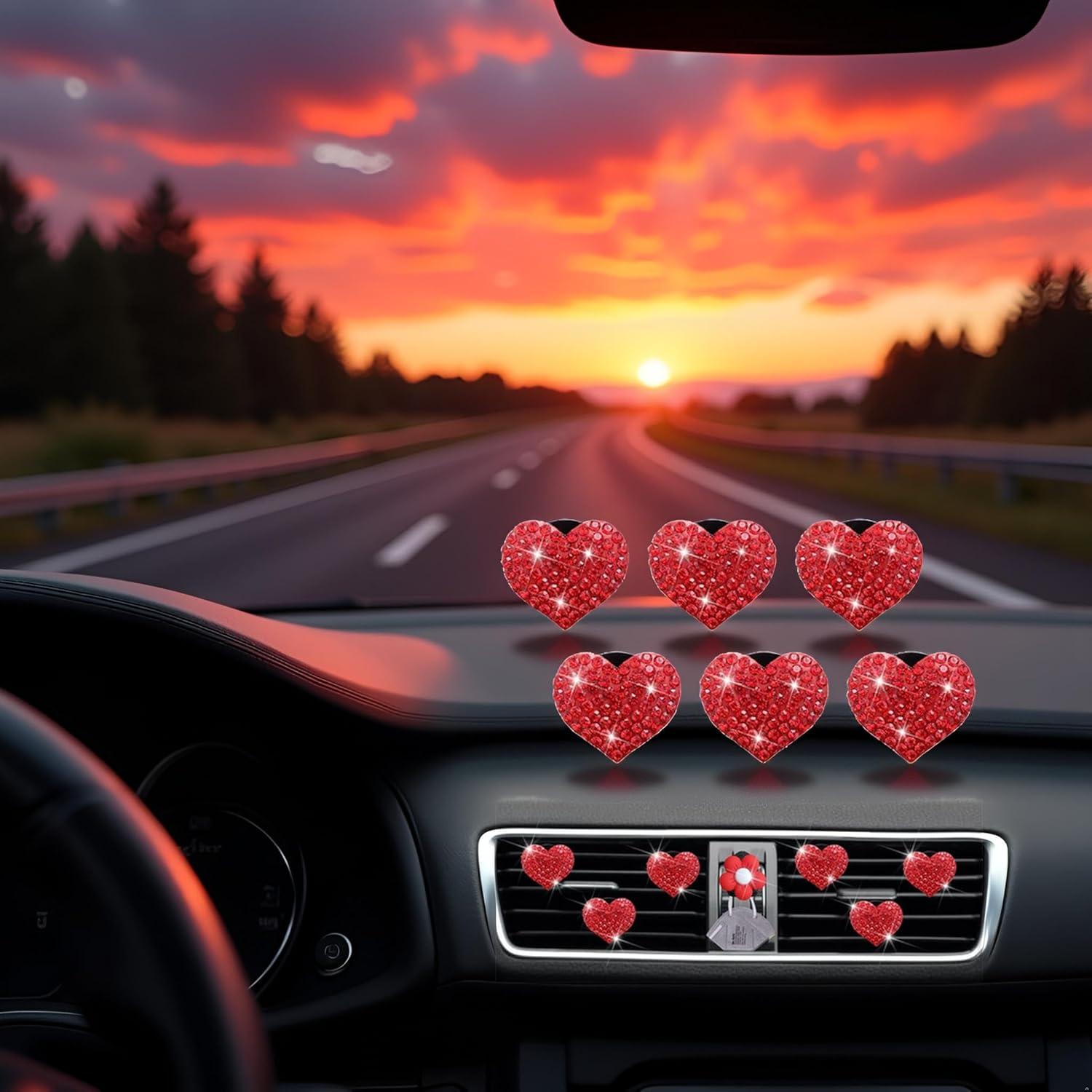 6 Clips de Ventilación Corazón Rojo Junfamilee con Fragancia