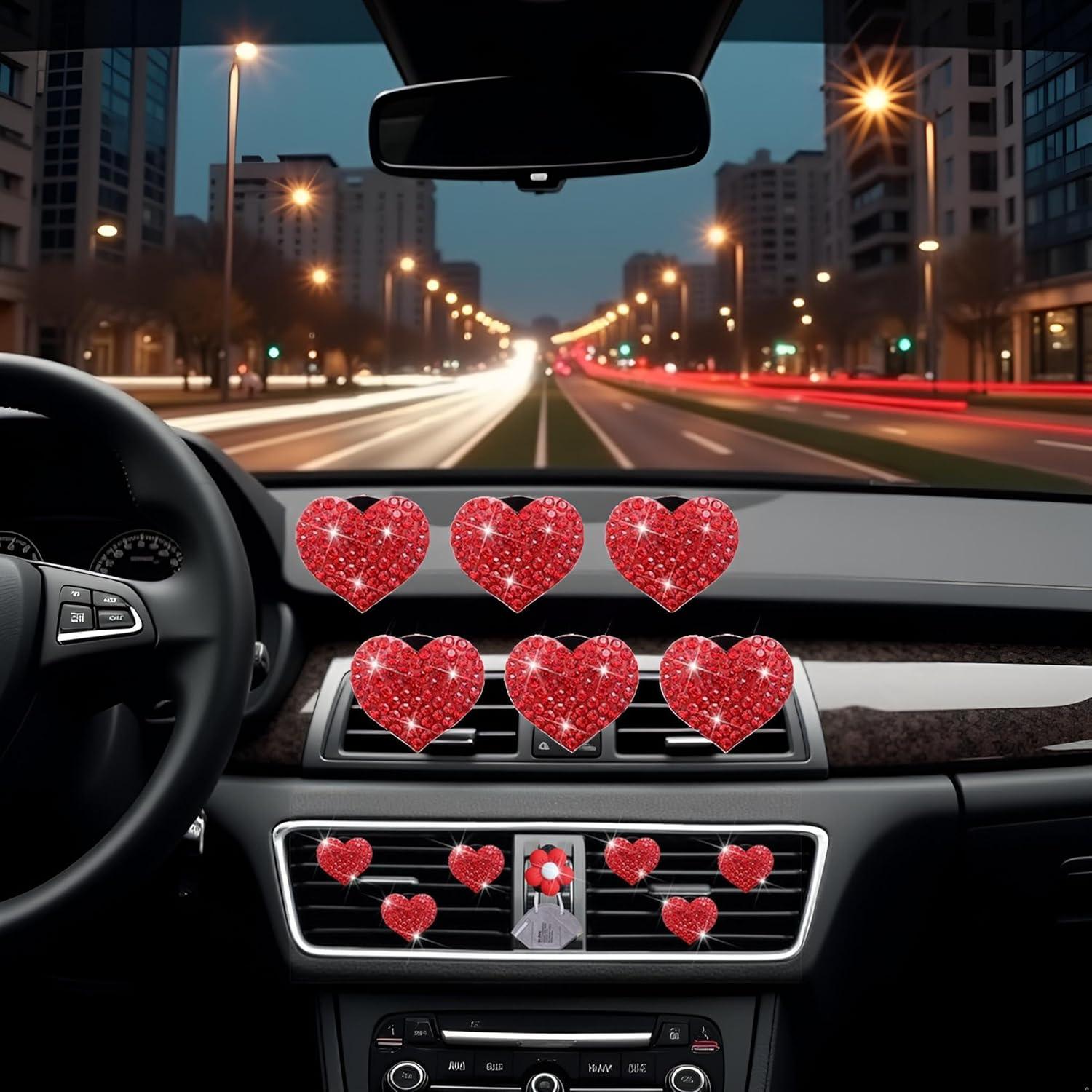 6 Clips de Ventilación Corazón Rojo Junfamilee con Fragancia